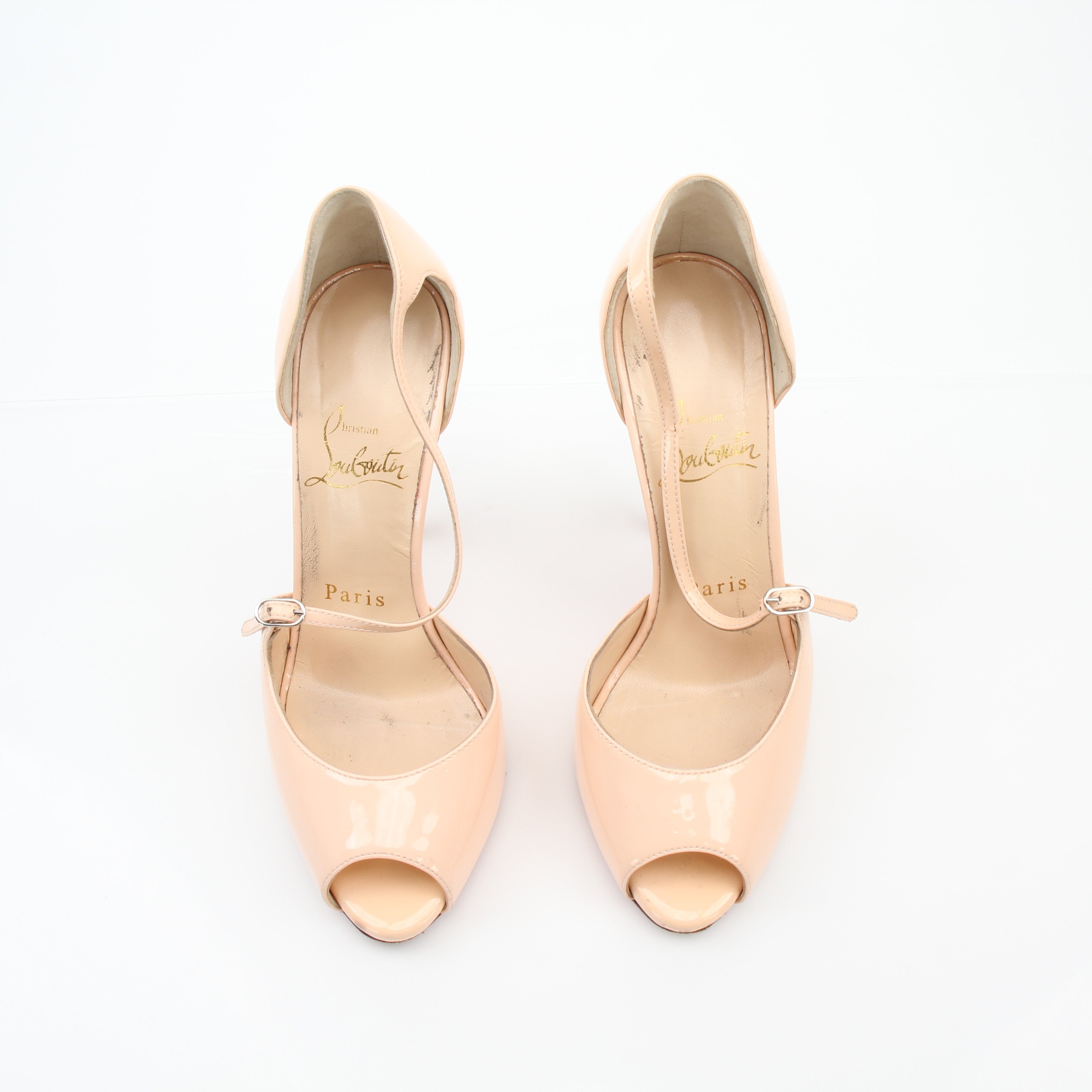 Christian Louboutin Grorolli Nude Patent Leather Pumps