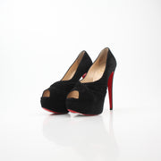 Christian Louboutin Drapadita Black Suede Platform Pumps