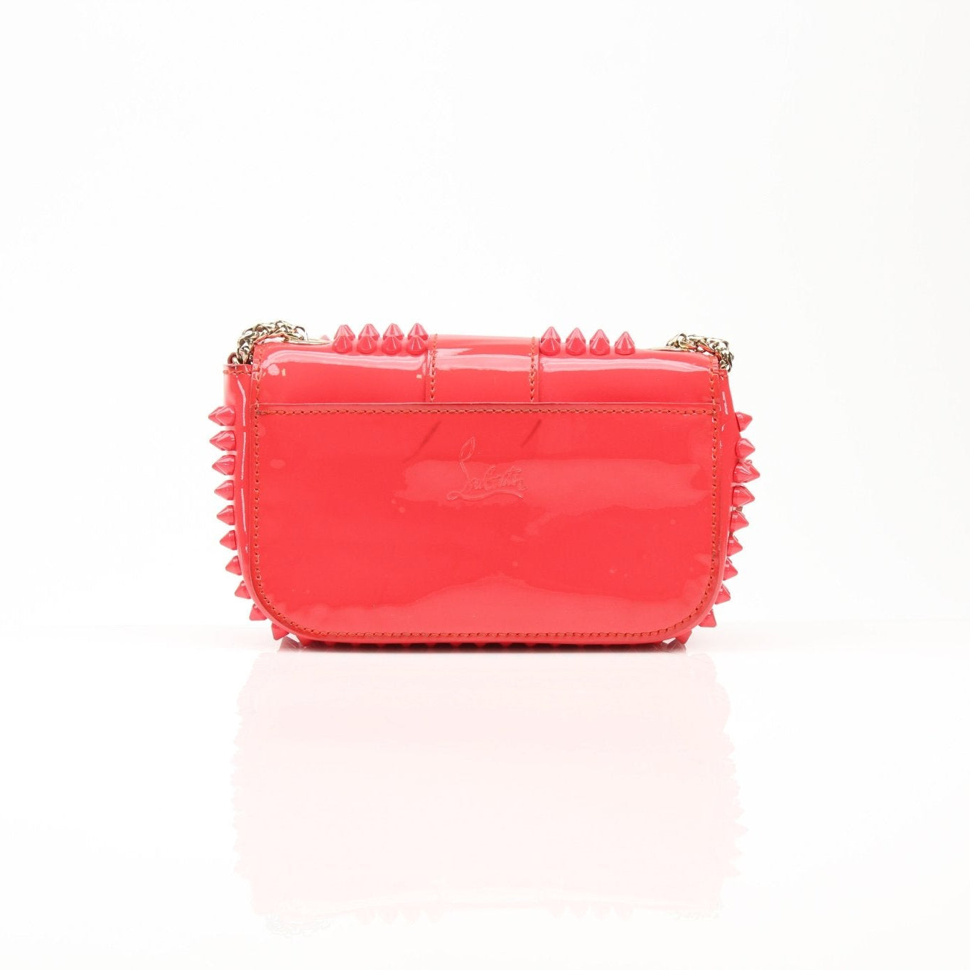 Christian Louboutin Spiked Sweet Charity mini handbag with gold accents and spike embellishments, stylish and compact for evening wear.