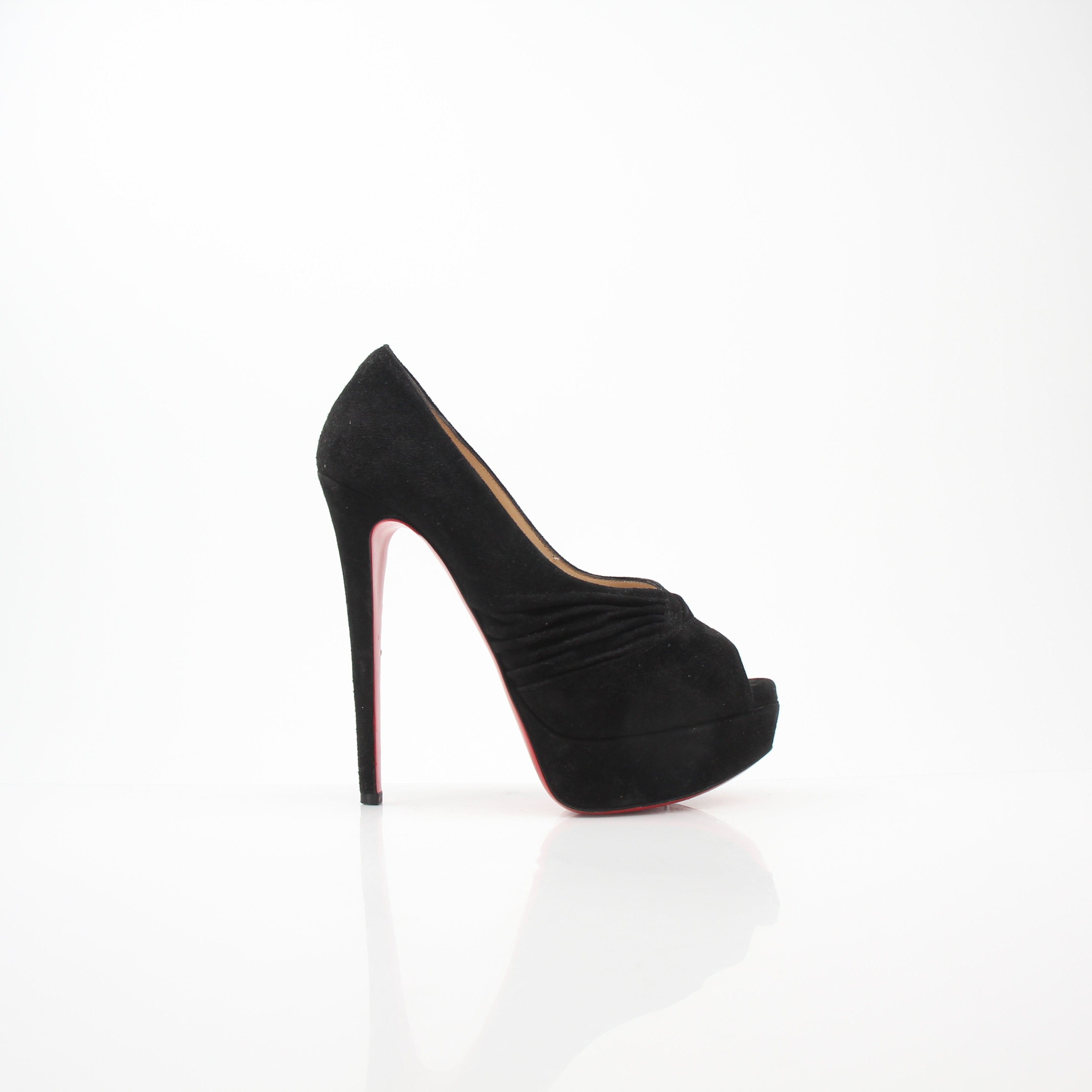Christian Louboutin Drapadita Black Suede Platform Pumps