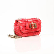 Christian Louboutin Spiked Sweet Charity Mini Bag in black with gold spikes, stylish handbag with chain strap and elegant design.