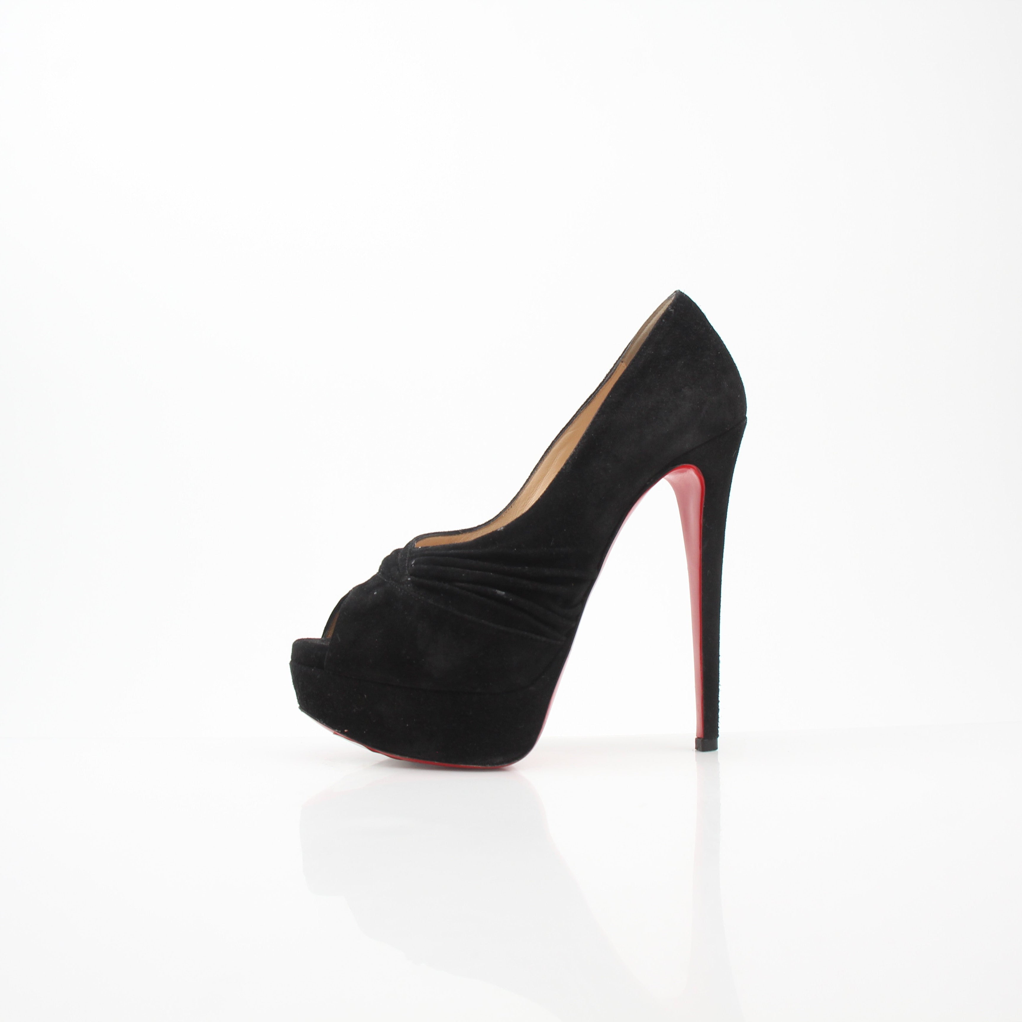 Christian Louboutin Drapadita Black Suede Platform Pumps