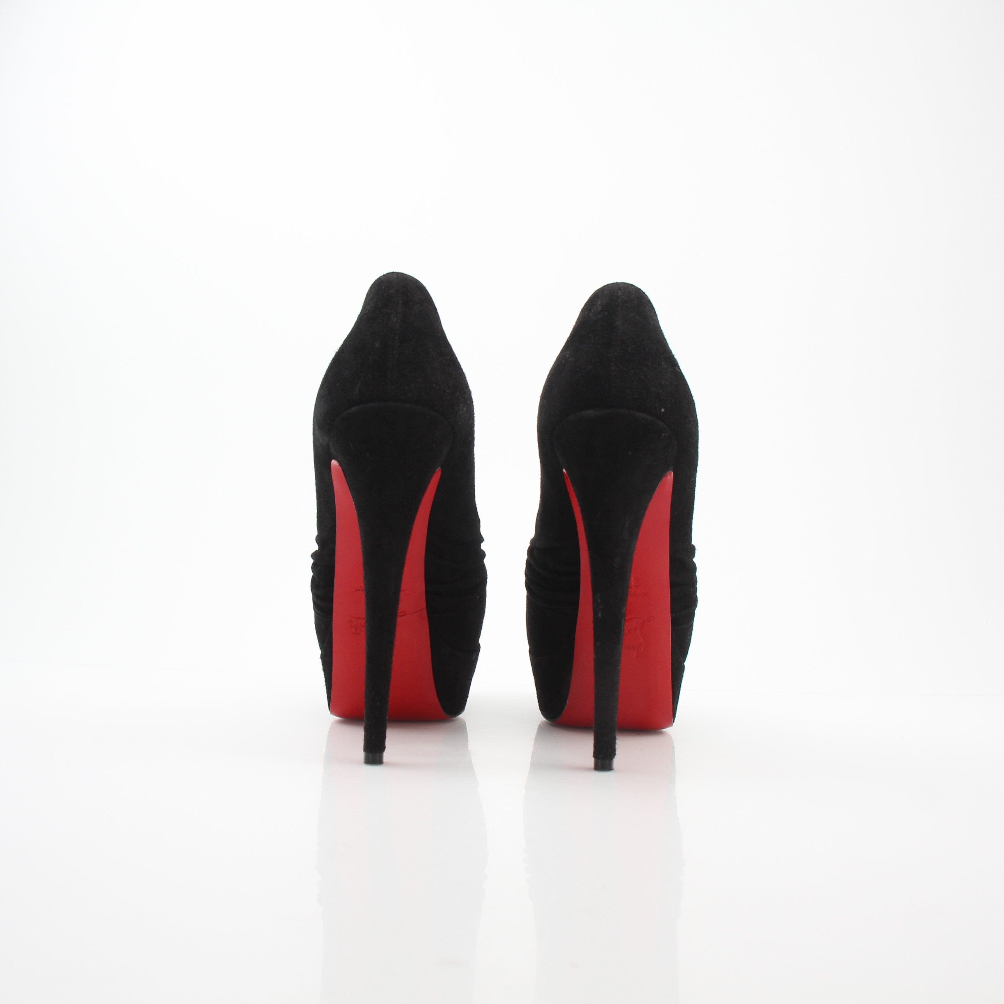 Christian Louboutin Drapadita Black Suede Platform Pumps