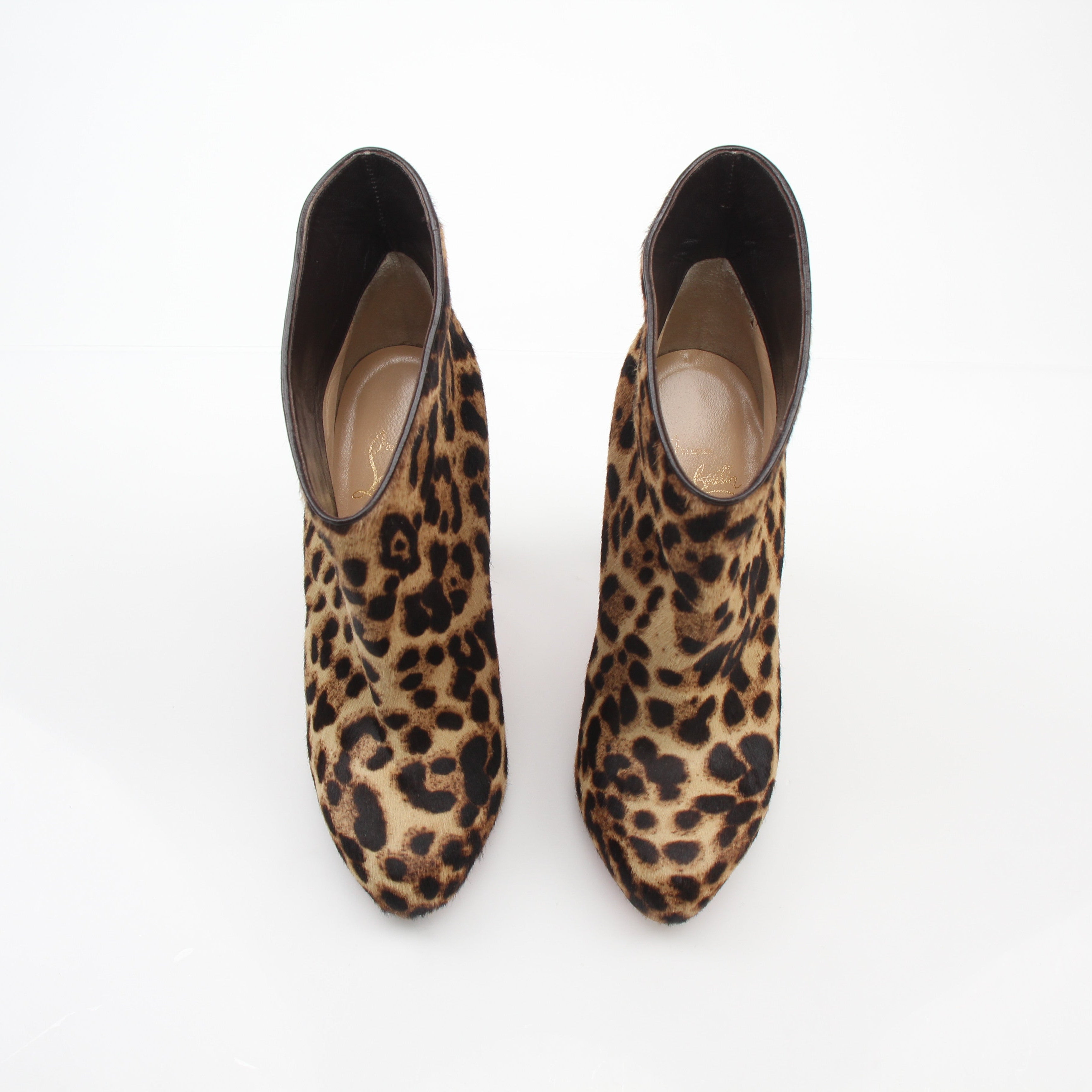 Christian Louboutin Leopard Pony Hair Ankle Boots