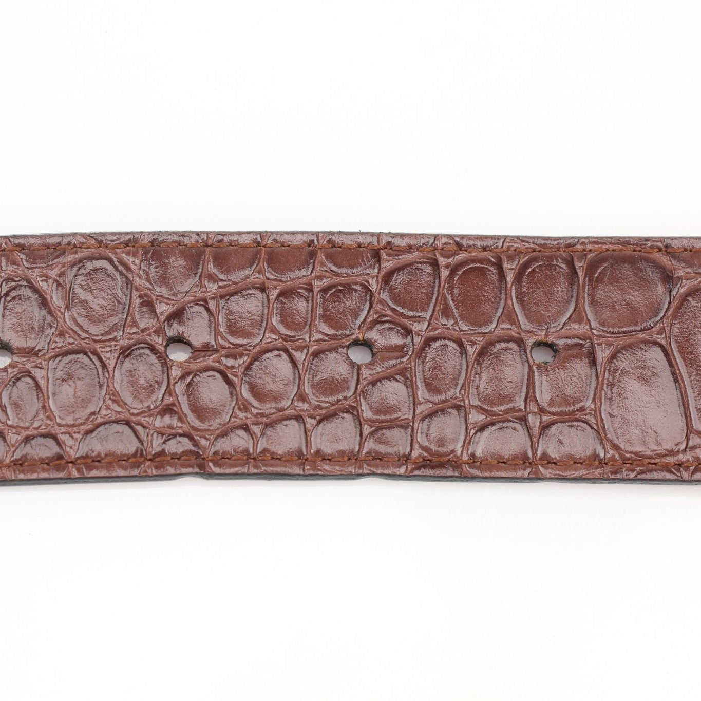 Croc-embossed leather Christian Louboutin belt with gold-tone buckle, displayed on a neutral background.