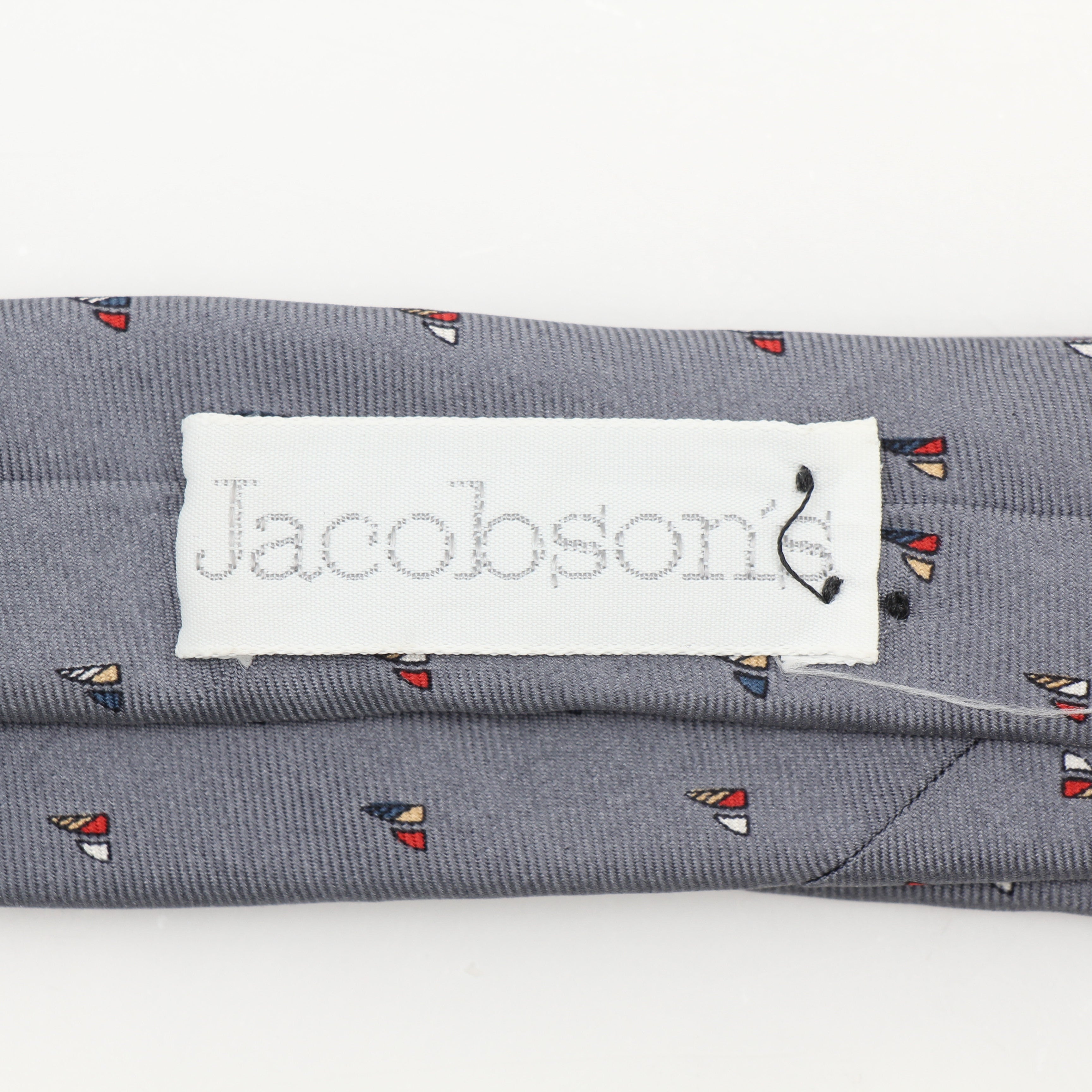 Christian Dior Gray Silk Sailboat Print Neck Tie