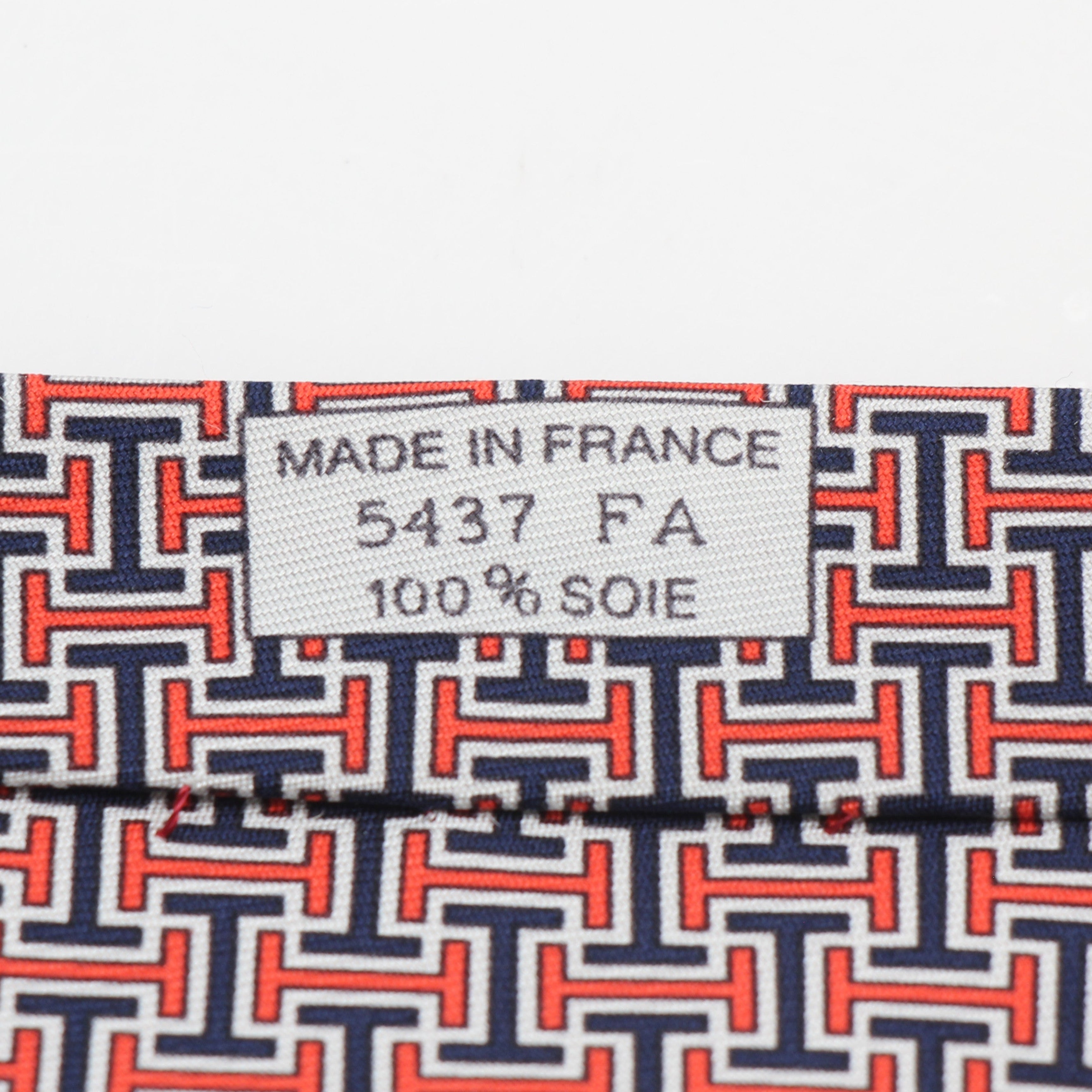 Hermès Geometric Silk Neck Tie Red Navy