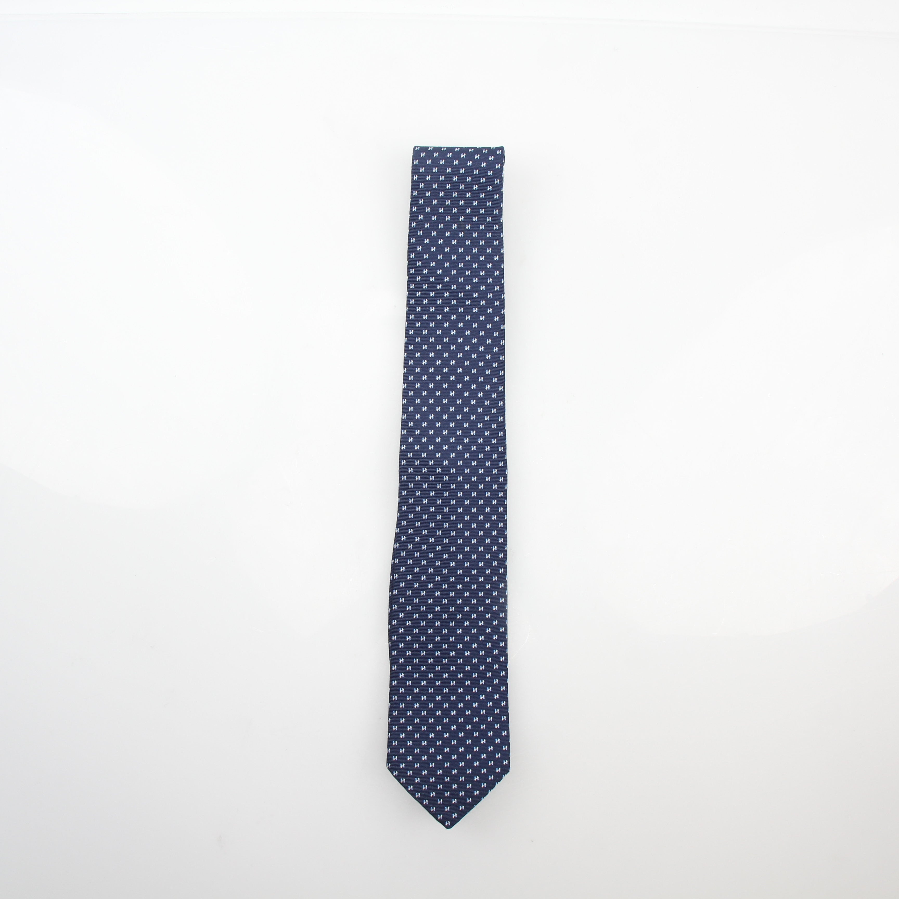 Hermès Blue H Pattern Silk Neck Tie