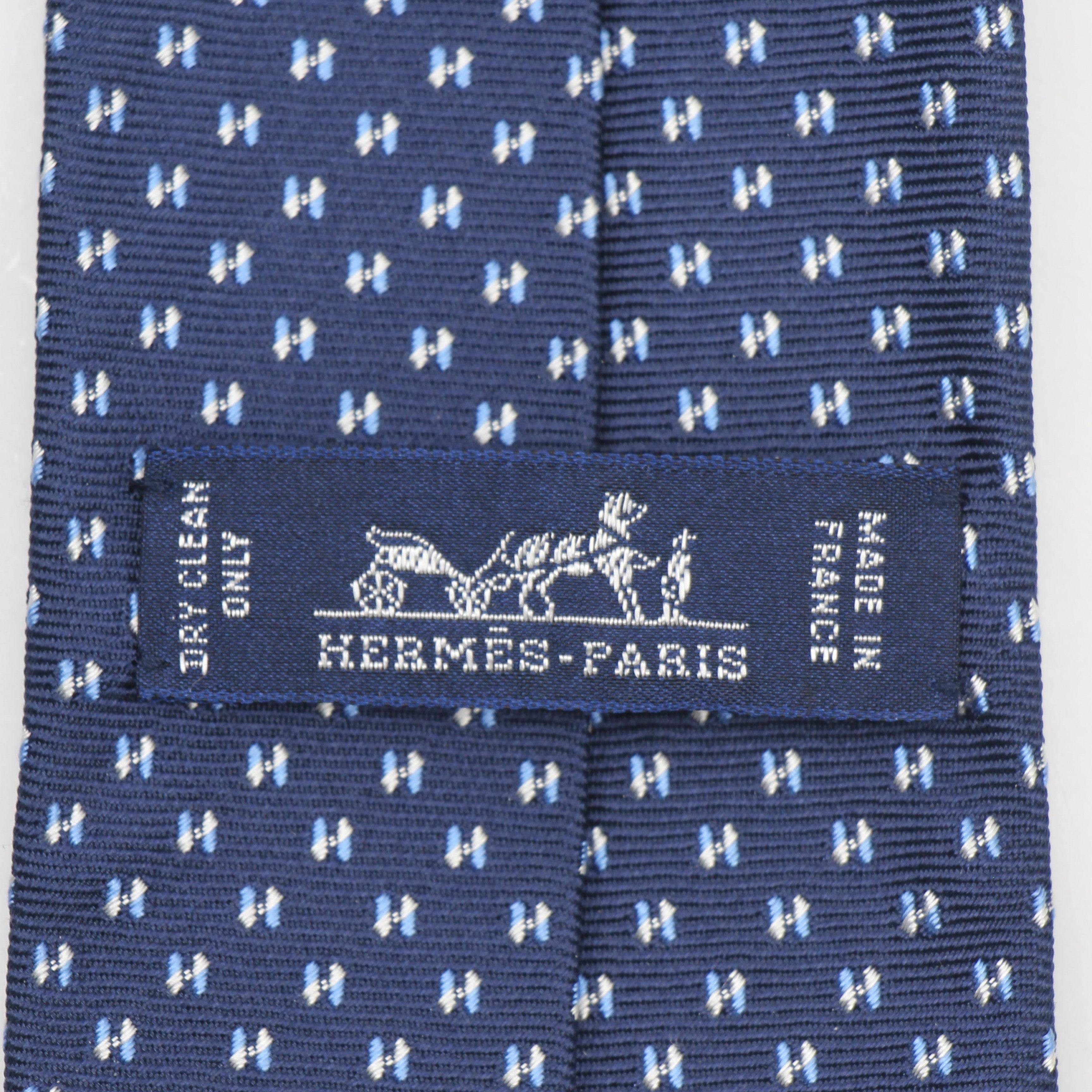 Hermès Blue H Pattern Silk Neck Tie