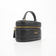 Christian Dior Black Macro Cannage Lambskin Caro Mini Vanity Case