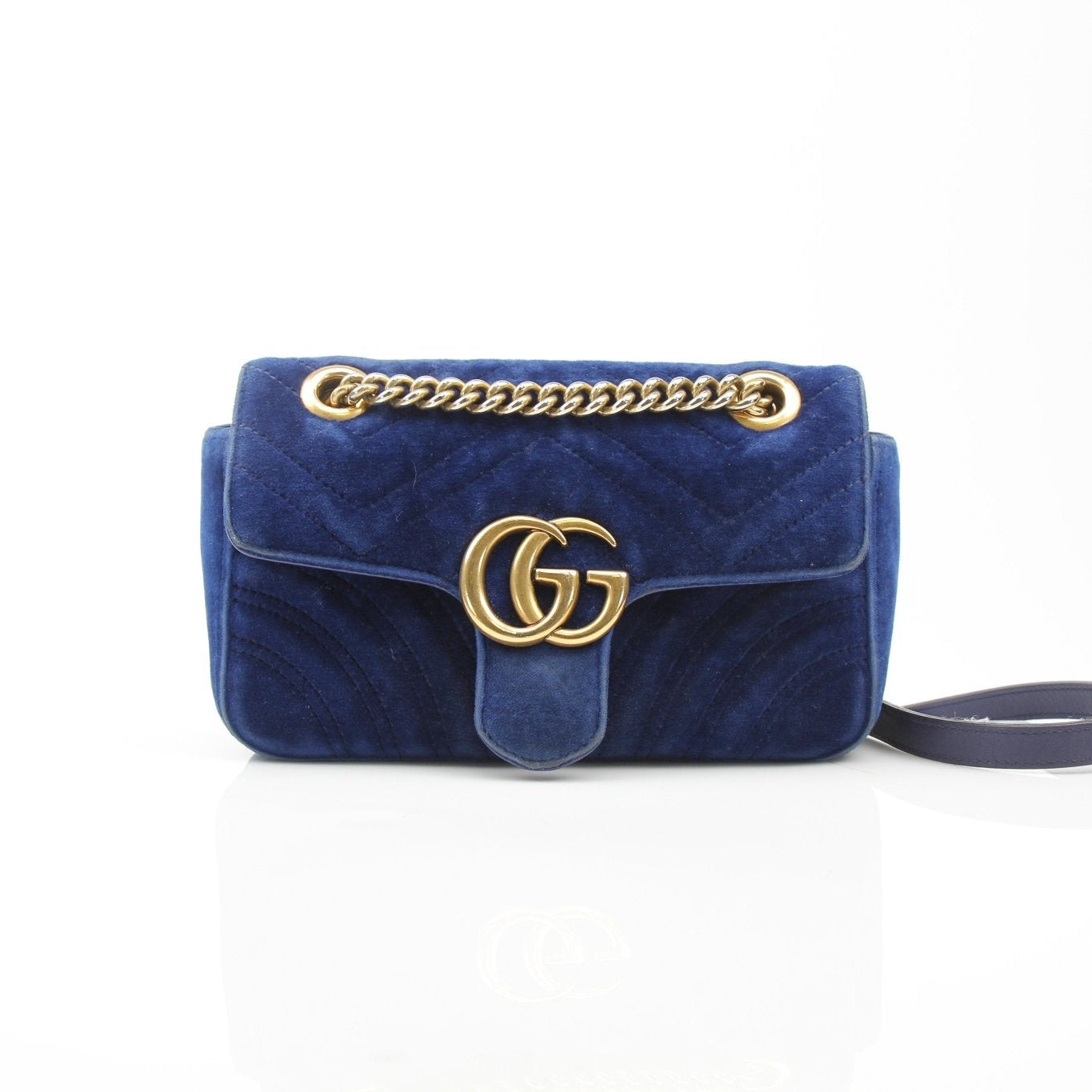Gold & Beyond Gucci GG Marmont Mini Handbag with quilted leather and chain strap, stylish accessory for everyday or special occasions.