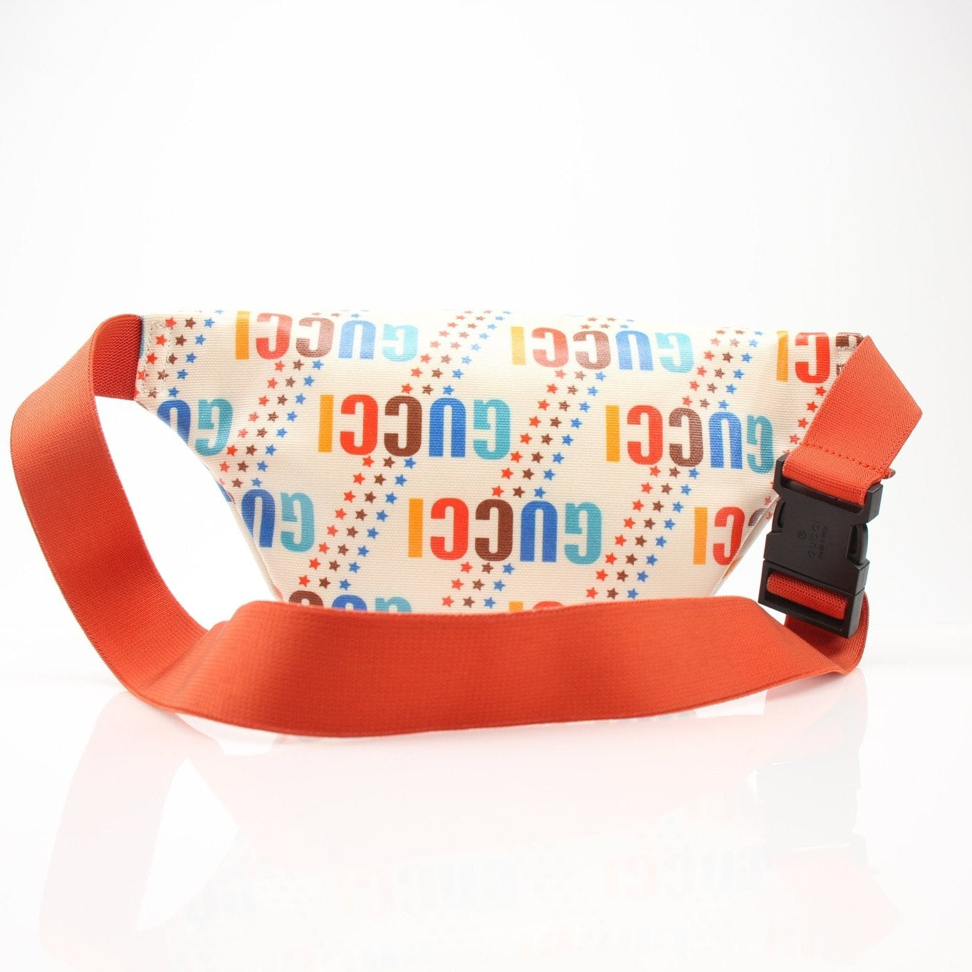 Gold & Beyond Gucci logo print belt bag, a stylish handbag with adjustable strap and iconic design, perfect for casual wear.