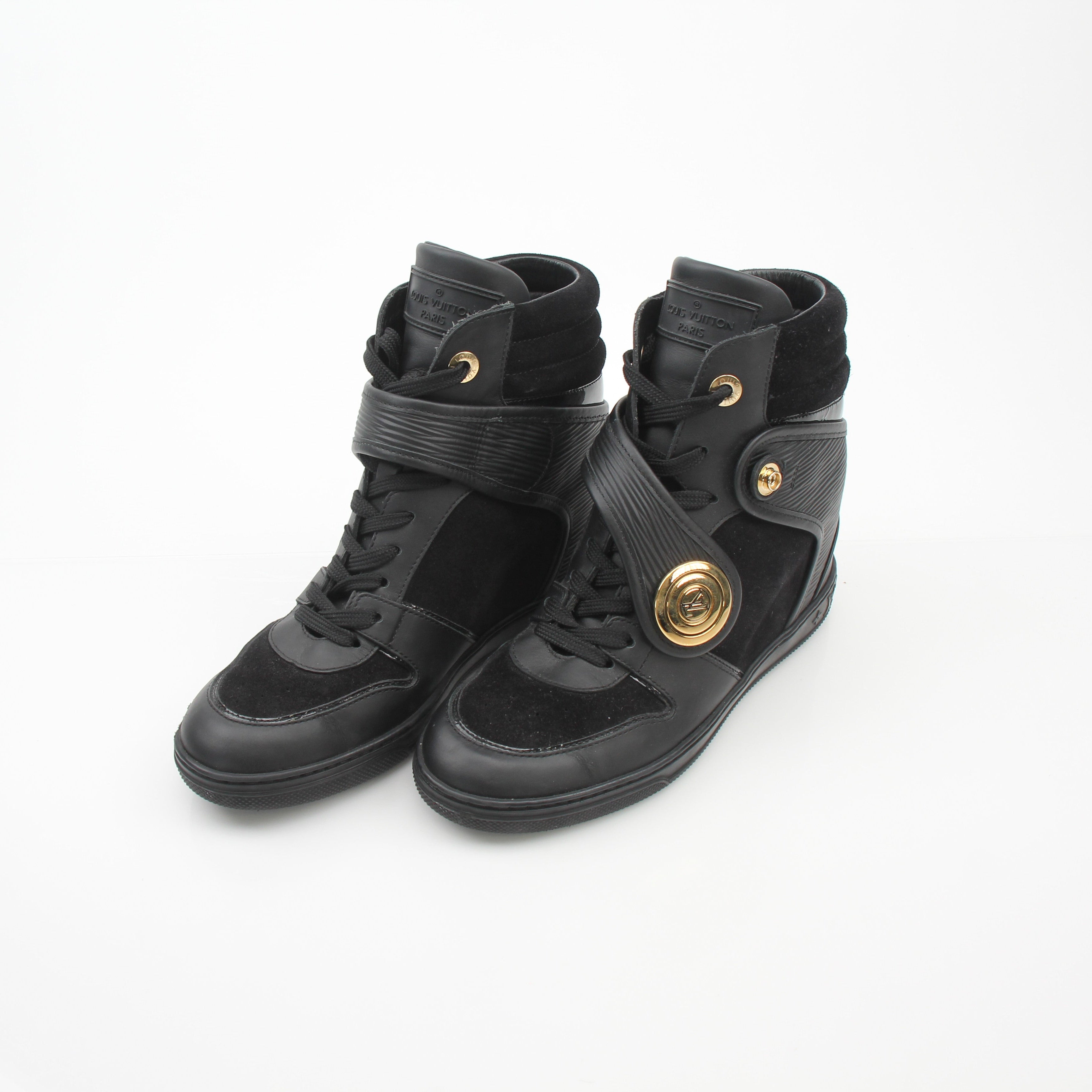 Louis Vuitton Postmark Black Wedge Sneakers