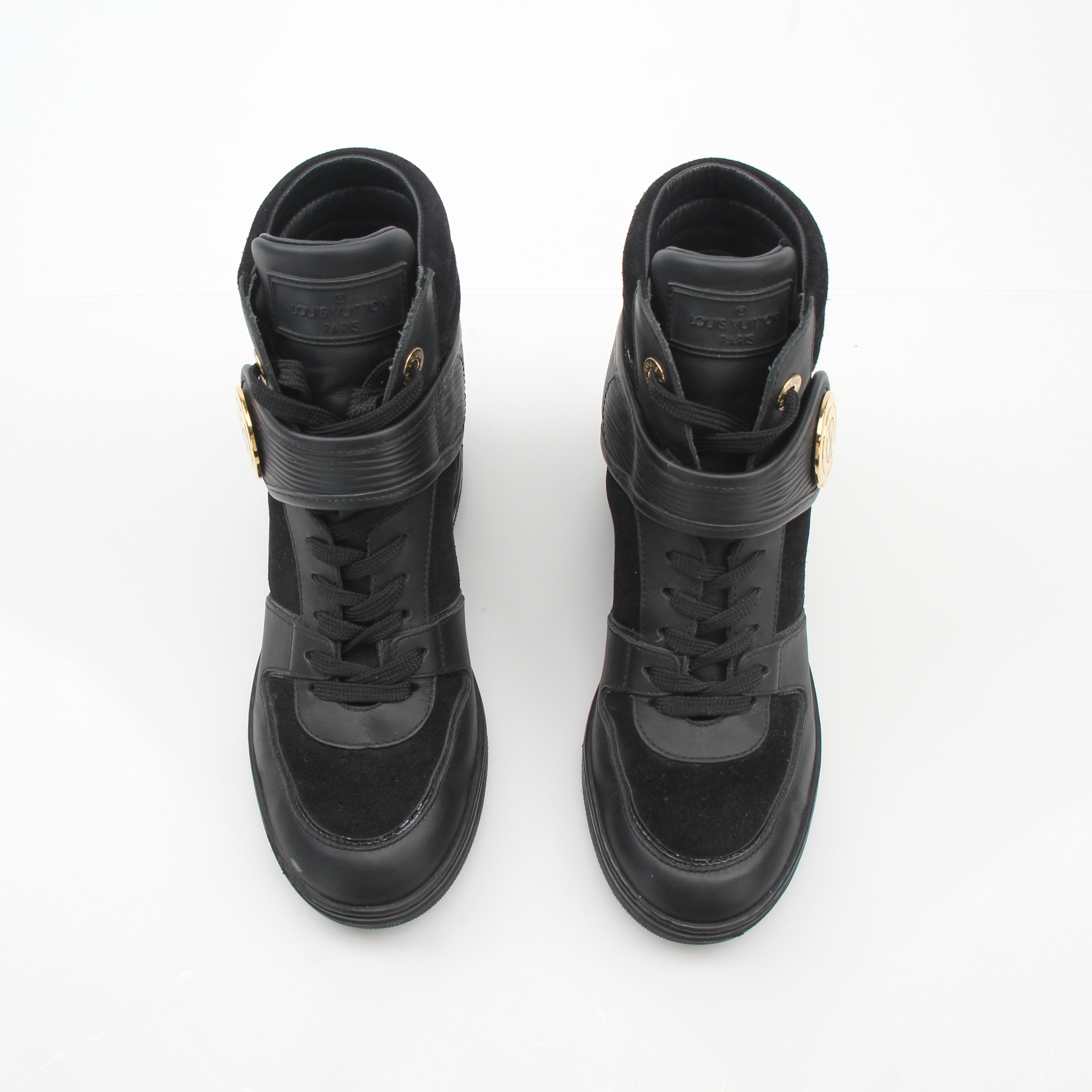Louis Vuitton Postmark Black Wedge Sneakers