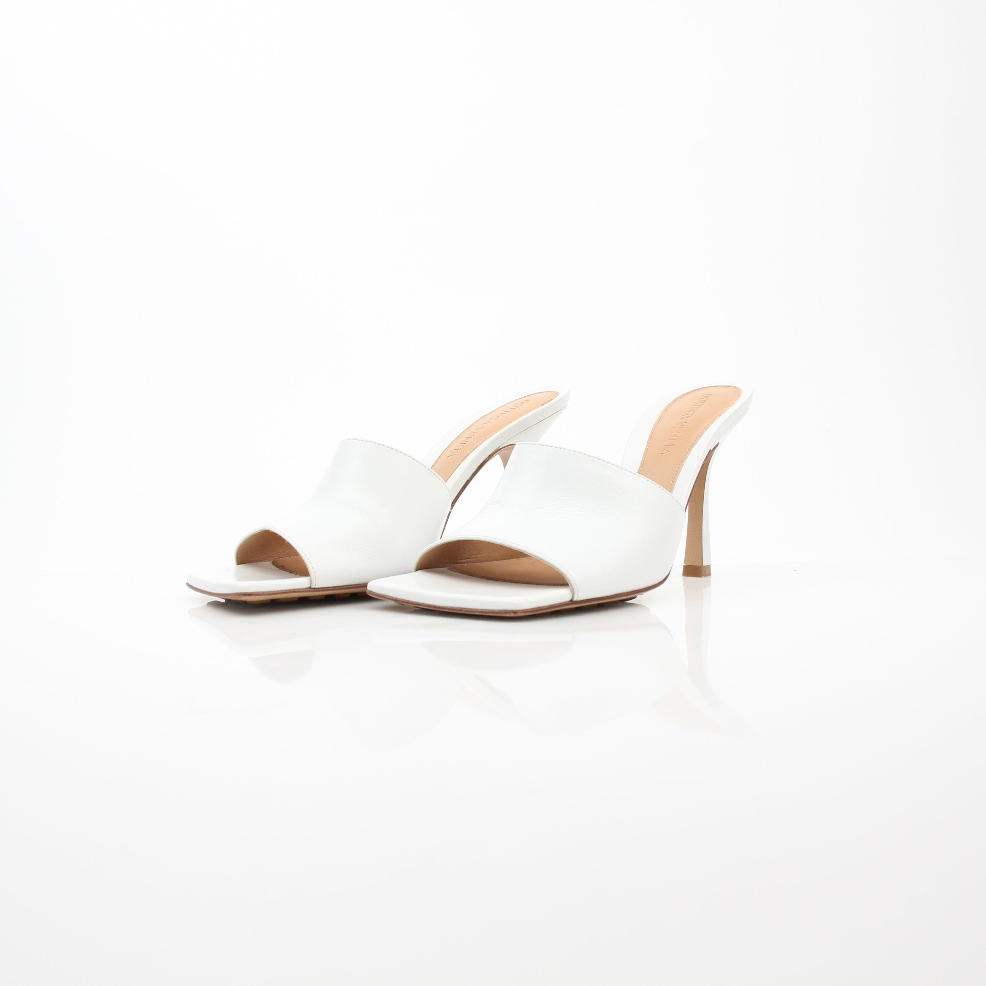 Bottega Veneta Stretch White Leather Mule Sandals