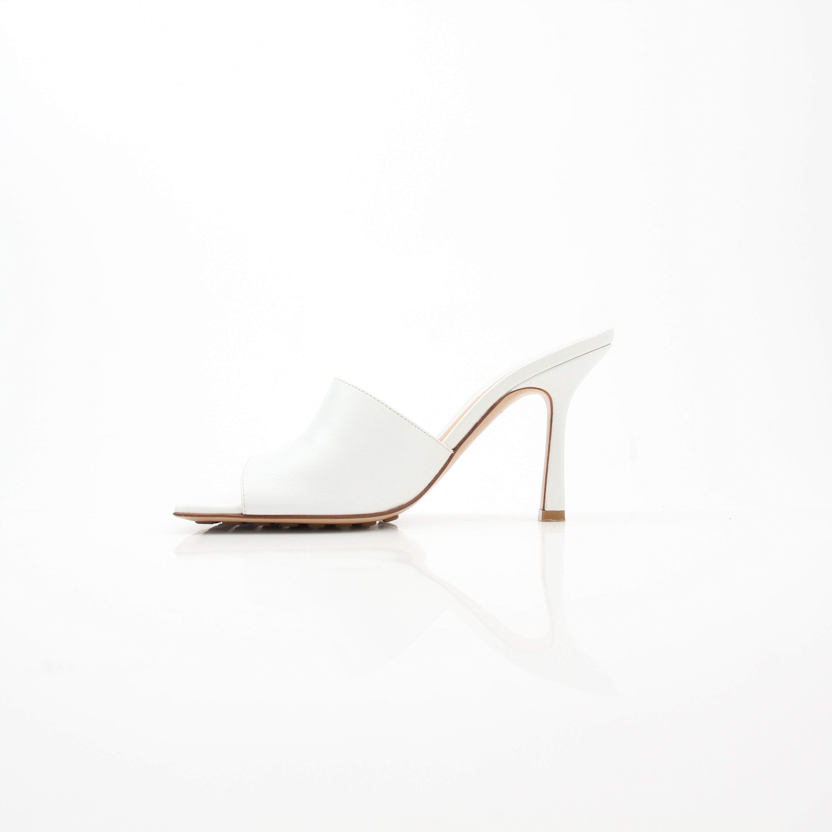 Bottega Veneta Stretch White Leather Mule Sandals