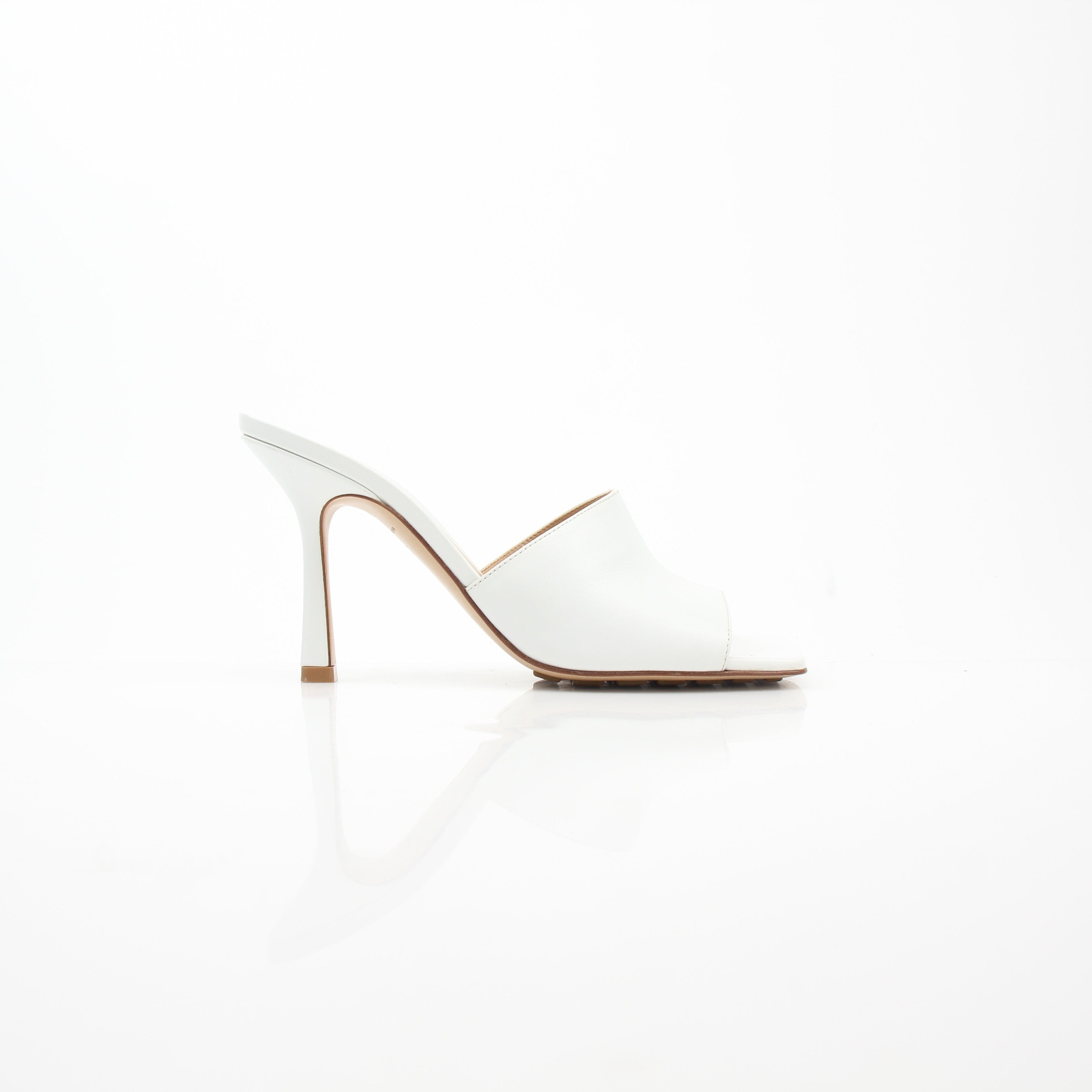 Bottega Veneta Stretch White Leather Mule Sandals