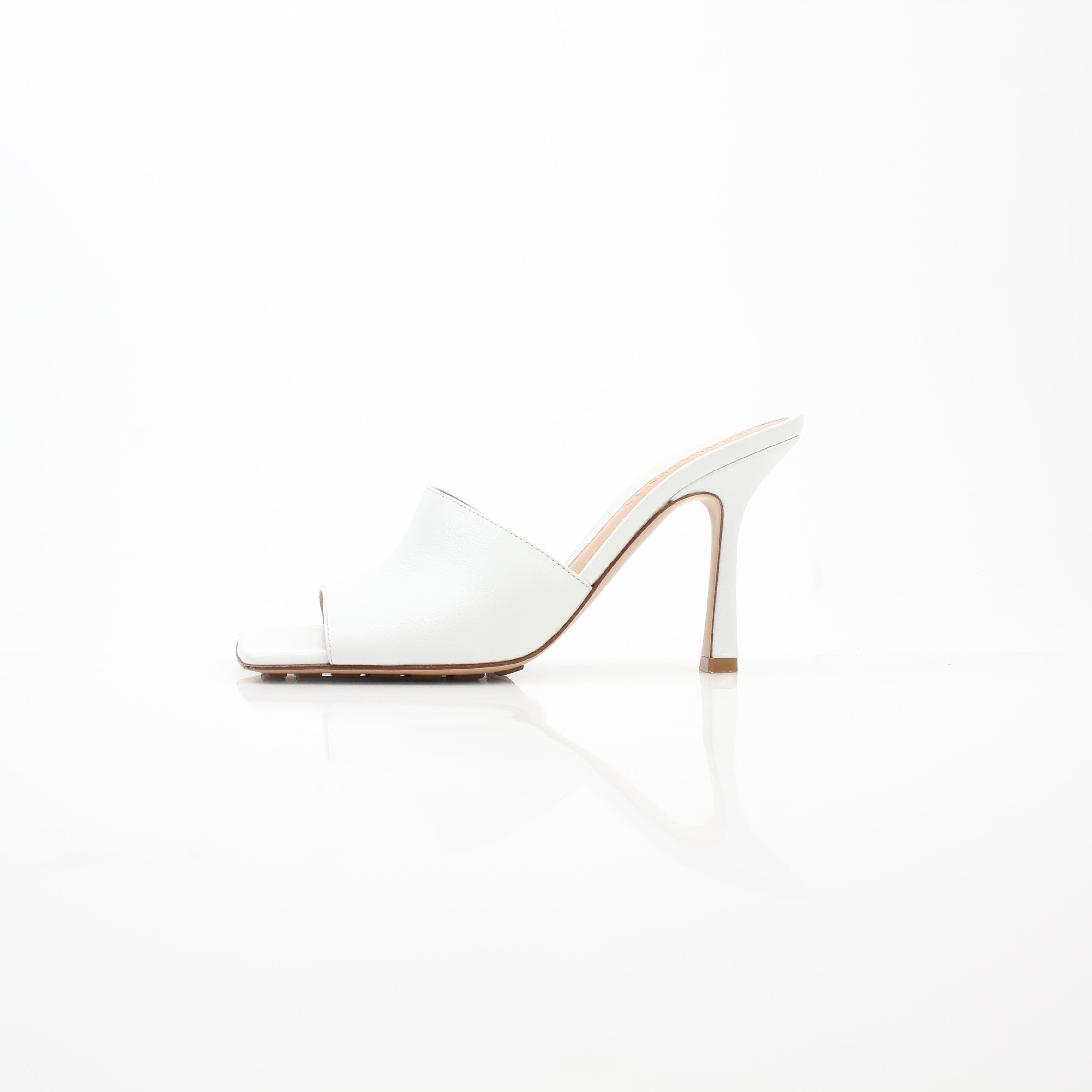 Bottega Veneta Stretch White Leather Mule Sandals