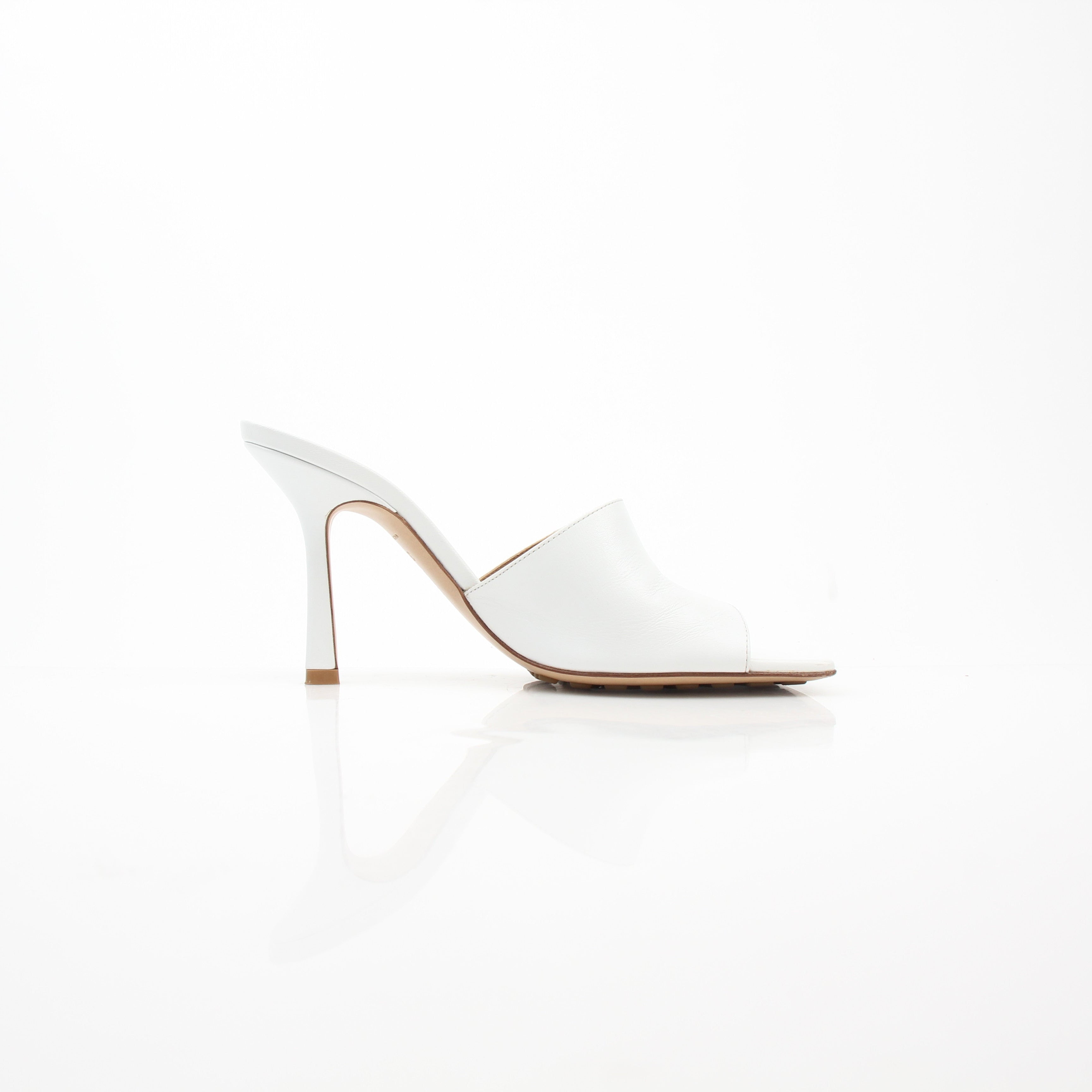 Bottega Veneta Stretch White Leather Mule Sandals