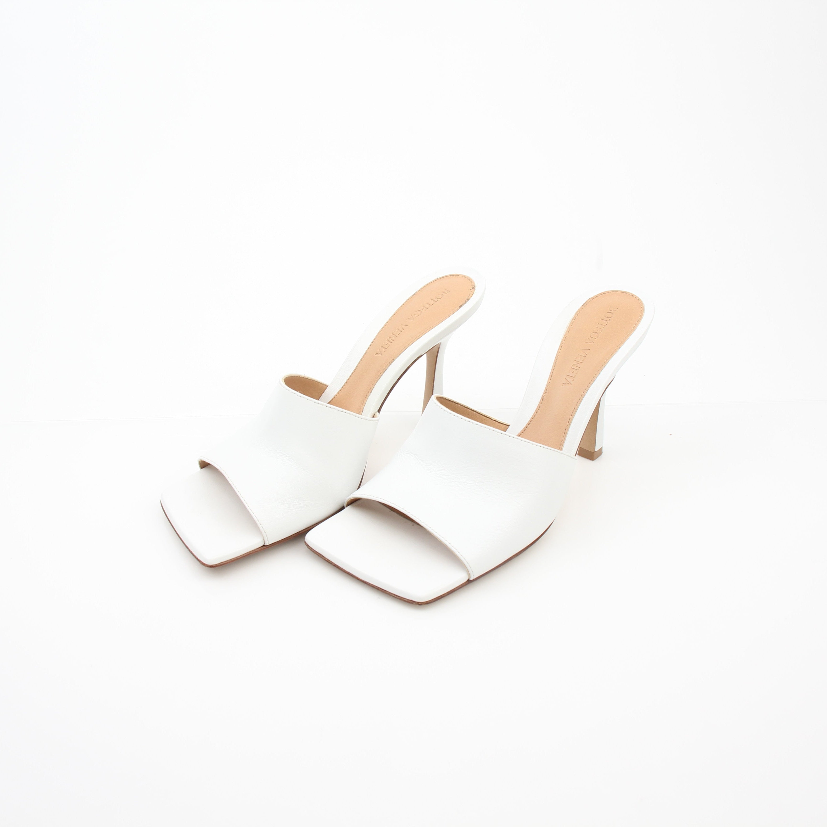 Bottega Veneta Stretch White Leather Mule Sandals