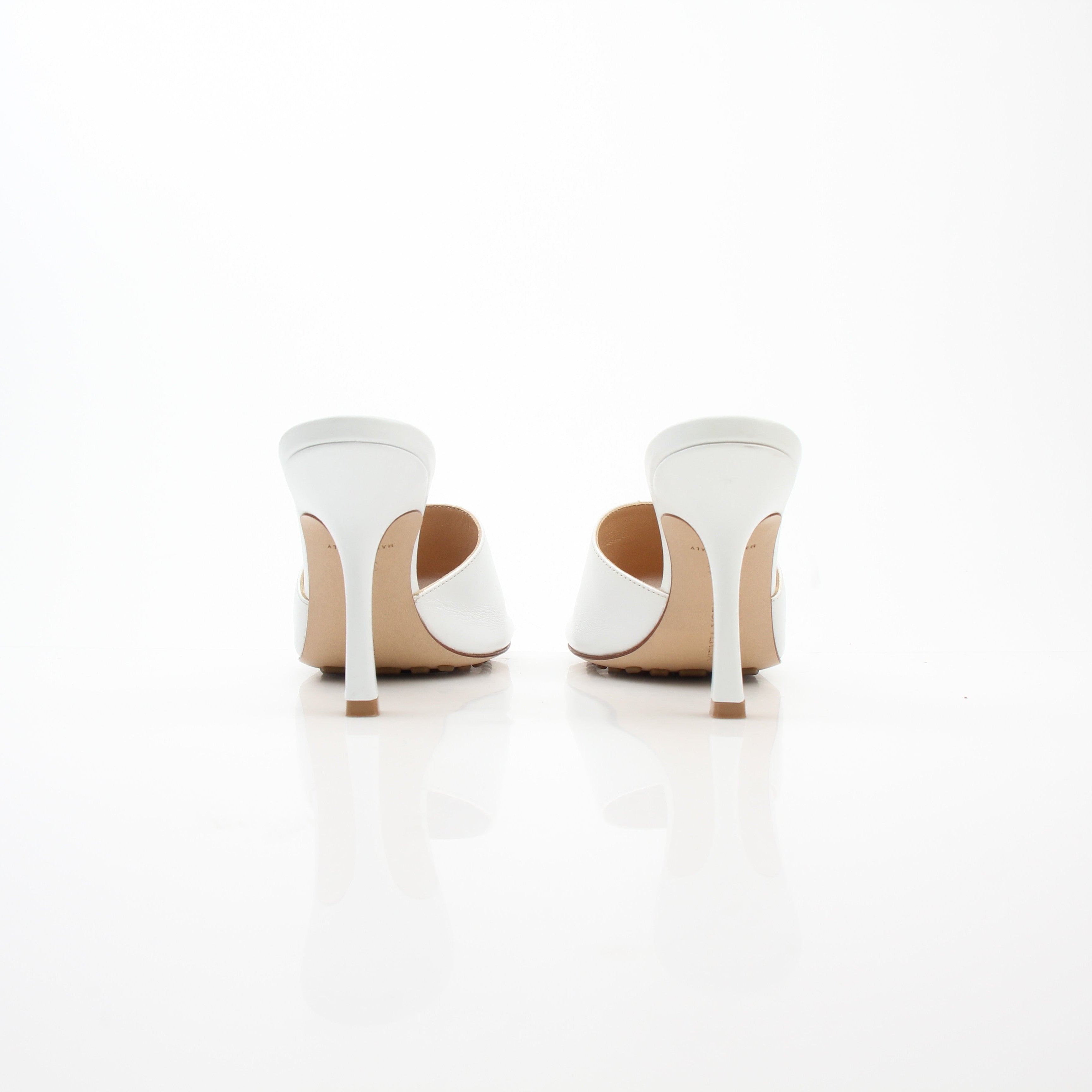 Bottega Veneta Stretch White Leather Mule Sandals