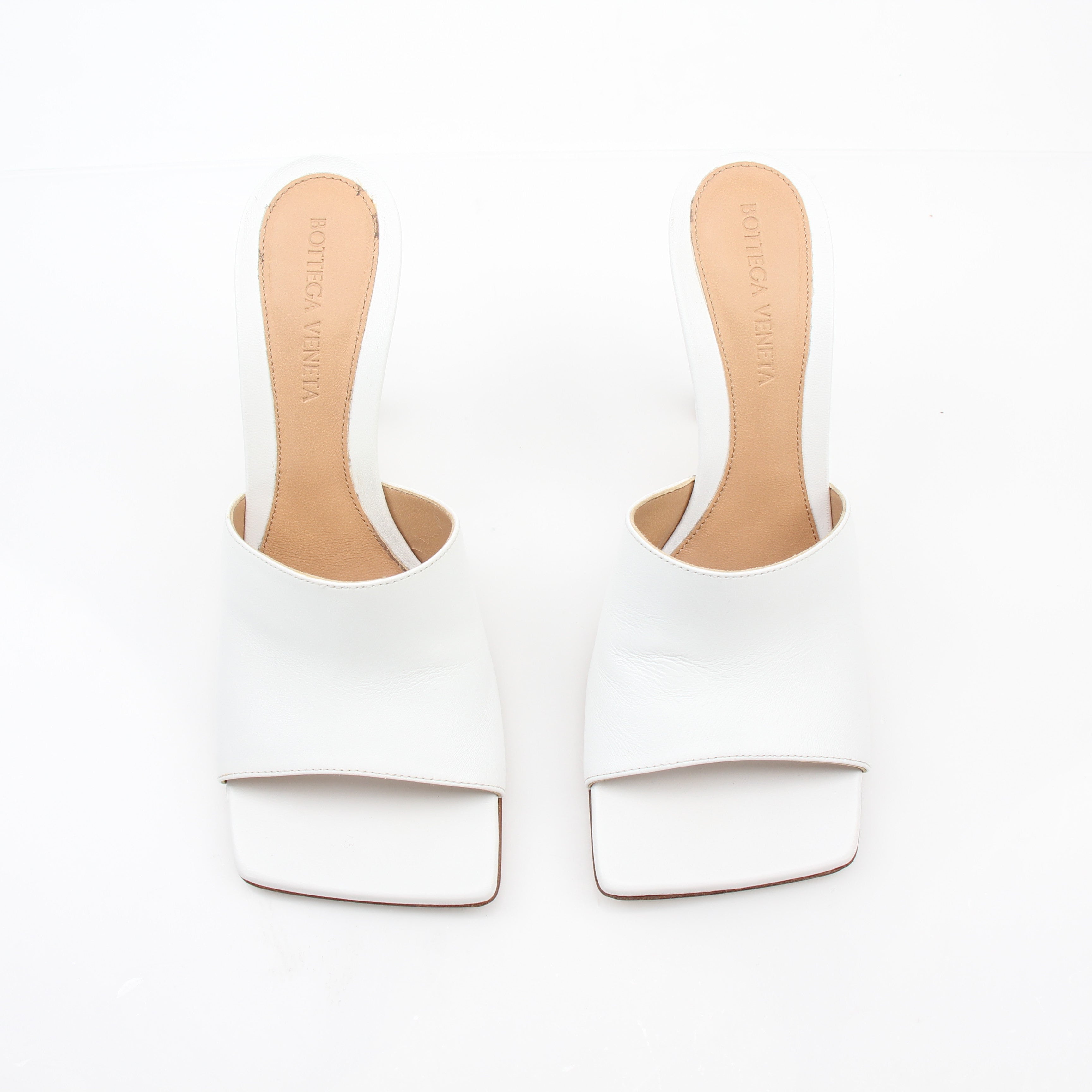Bottega Veneta Stretch White Leather Mule Sandals