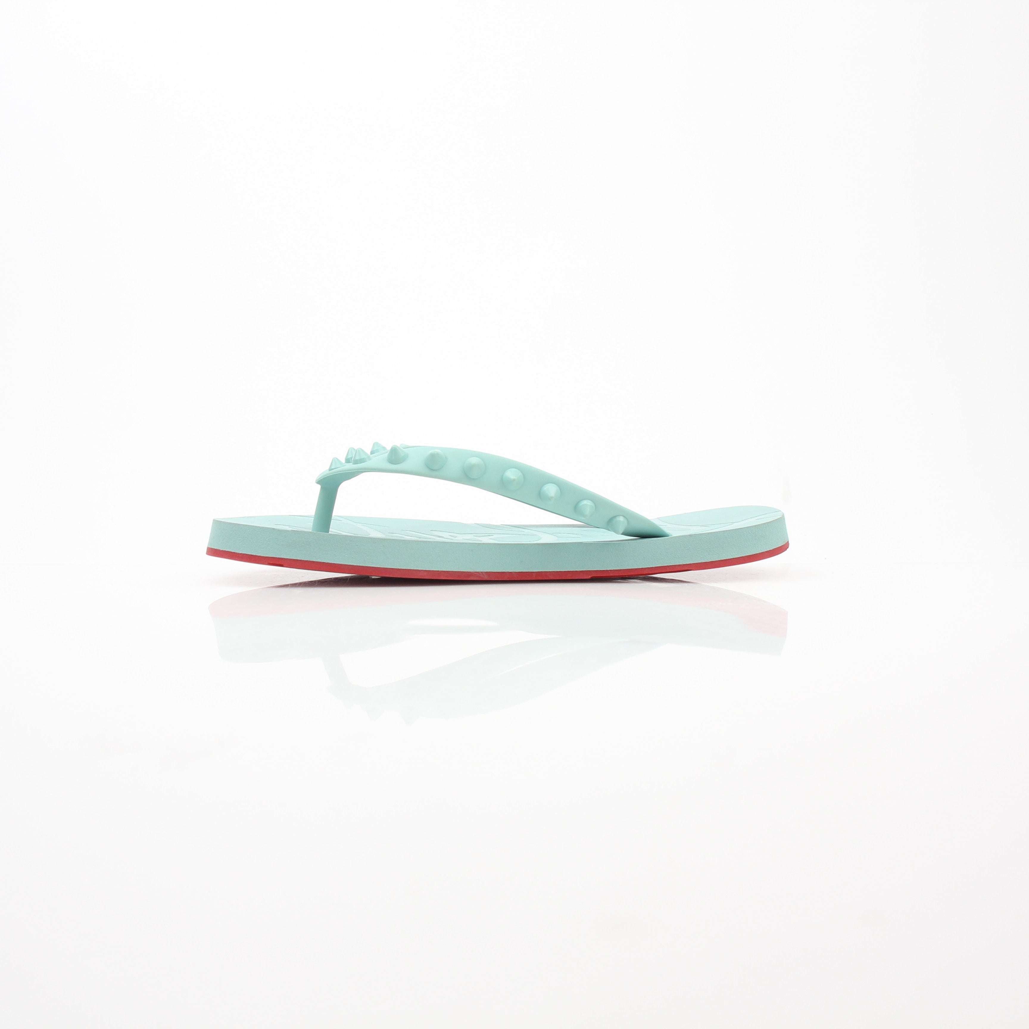 Christian Louboutin Loubi Flip Aqua Rubber Flip Flop Sandals