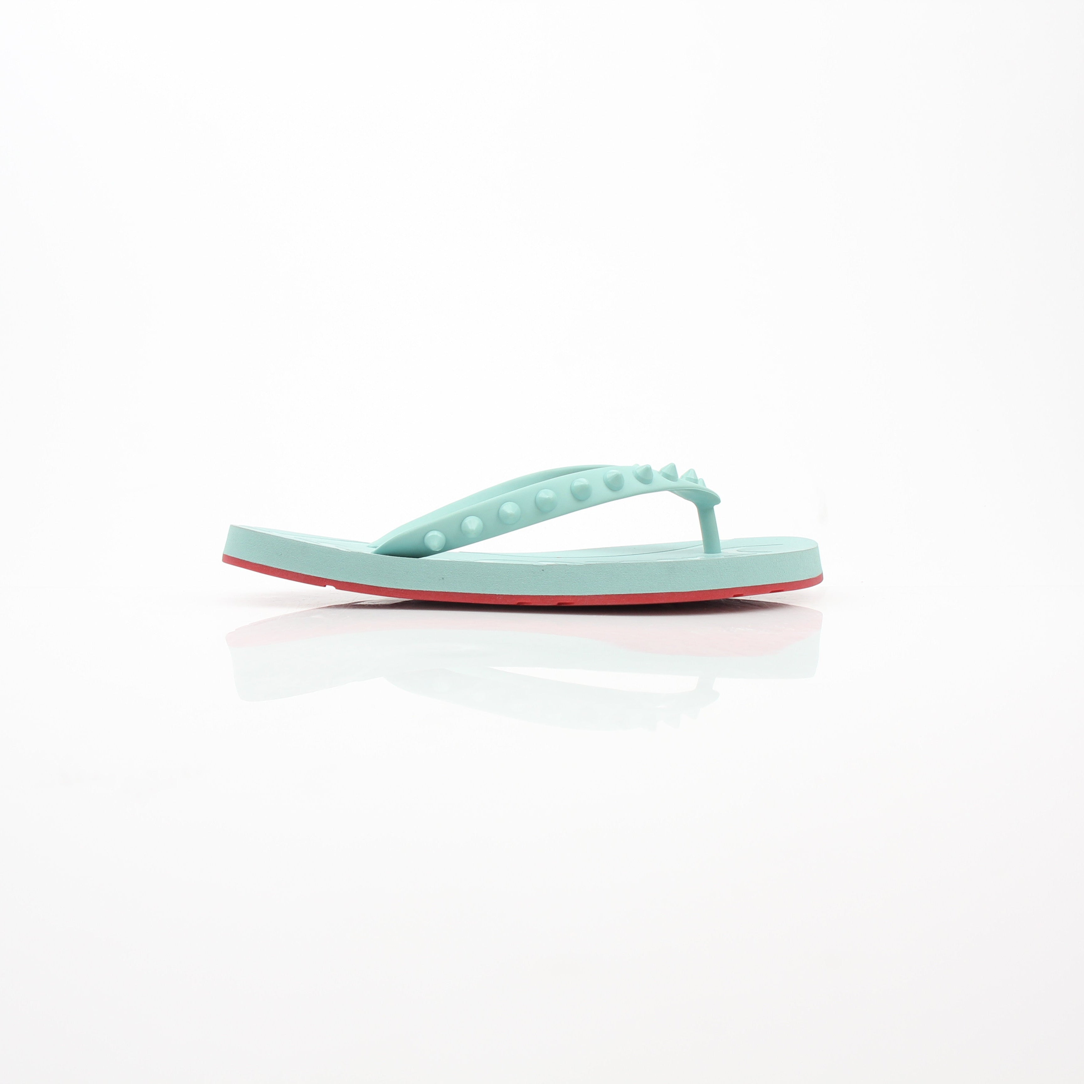 Christian Louboutin Loubi Flip Aqua Rubber Flip Flop Sandals