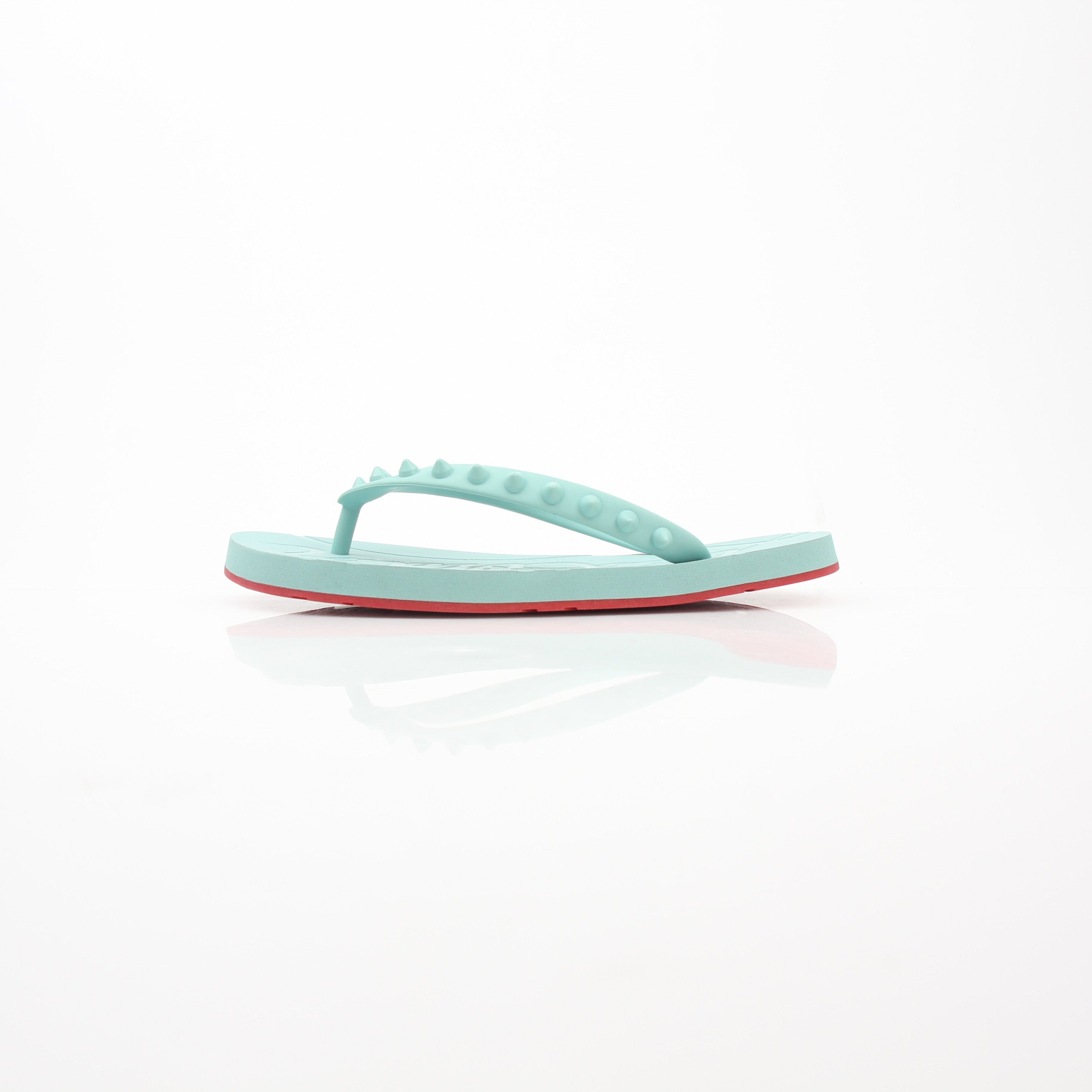 Christian Louboutin Loubi Flip Aqua Rubber Flip Flop Sandals