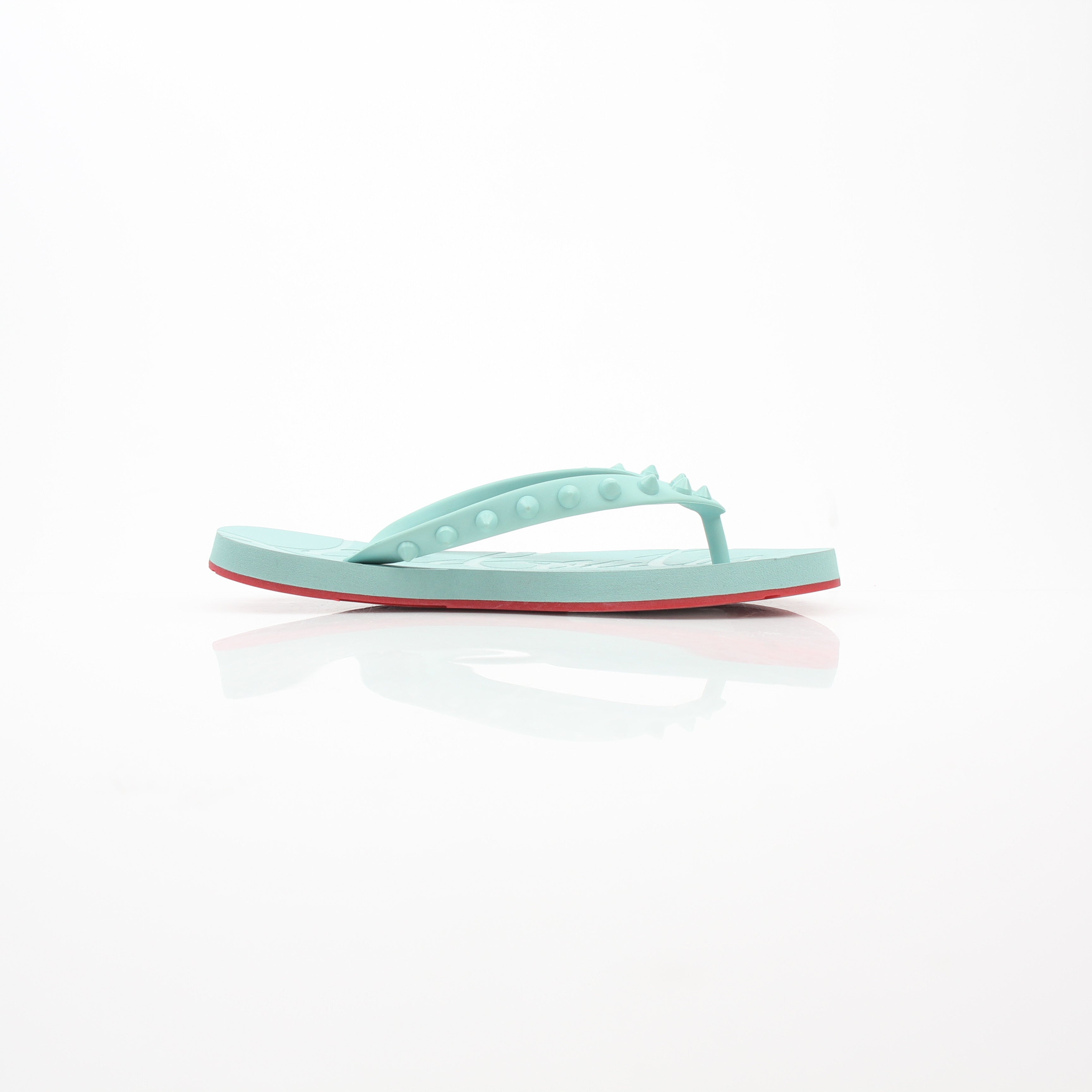 Christian Louboutin Loubi Flip Aqua Rubber Flip Flop Sandals