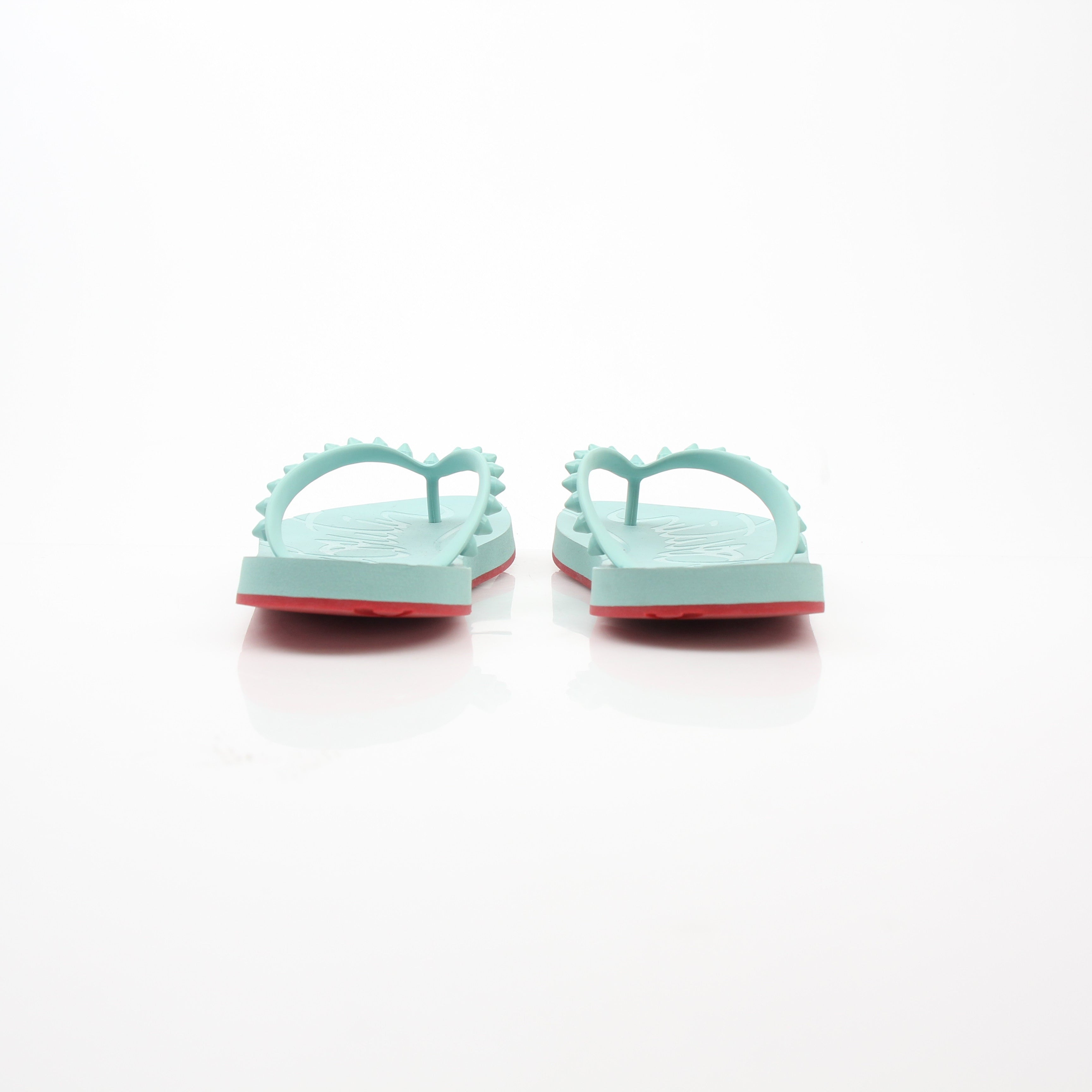 Christian Louboutin Loubi Flip Aqua Rubber Flip Flop Sandals