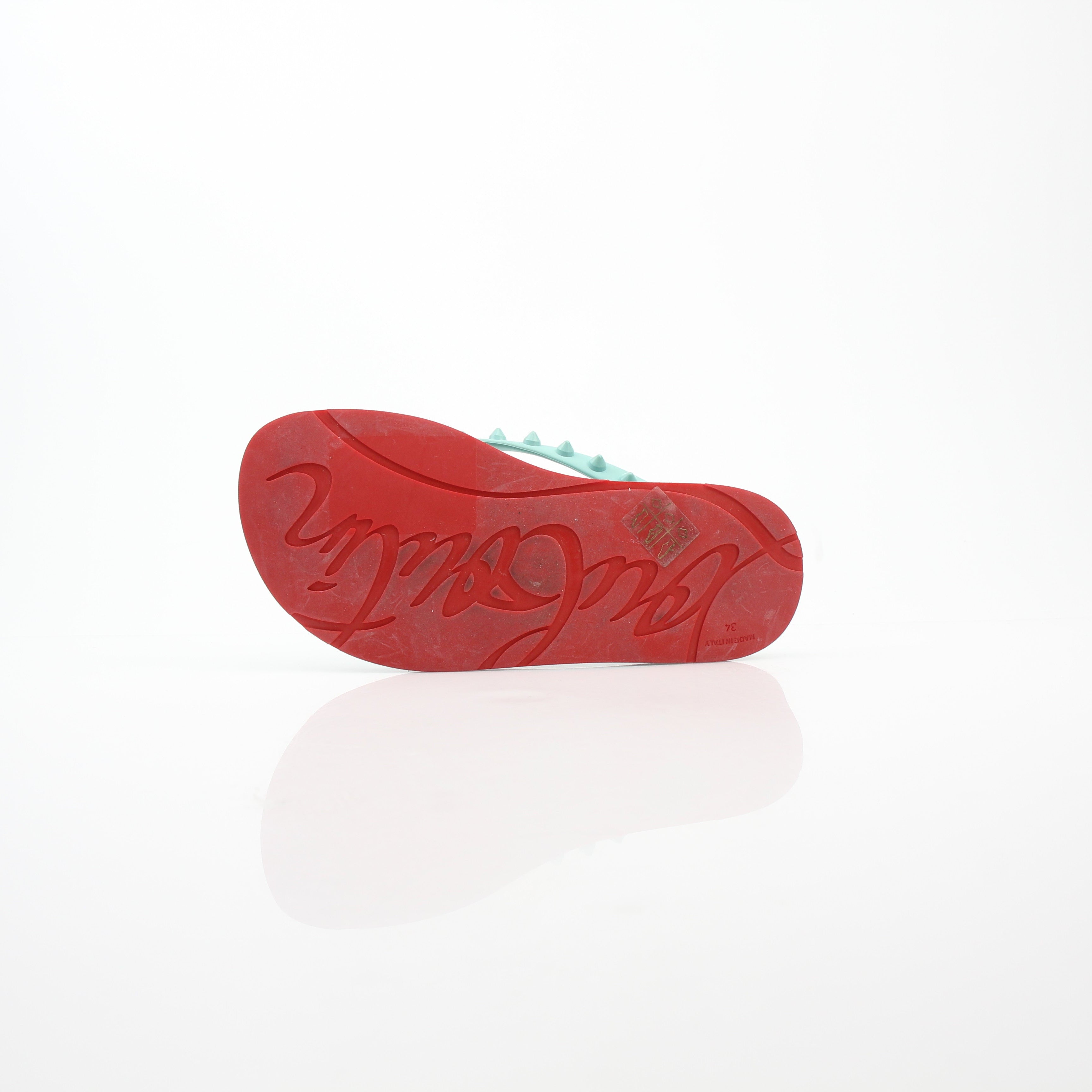 Christian Louboutin Loubi Flip Aqua Rubber Flip Flop Sandals