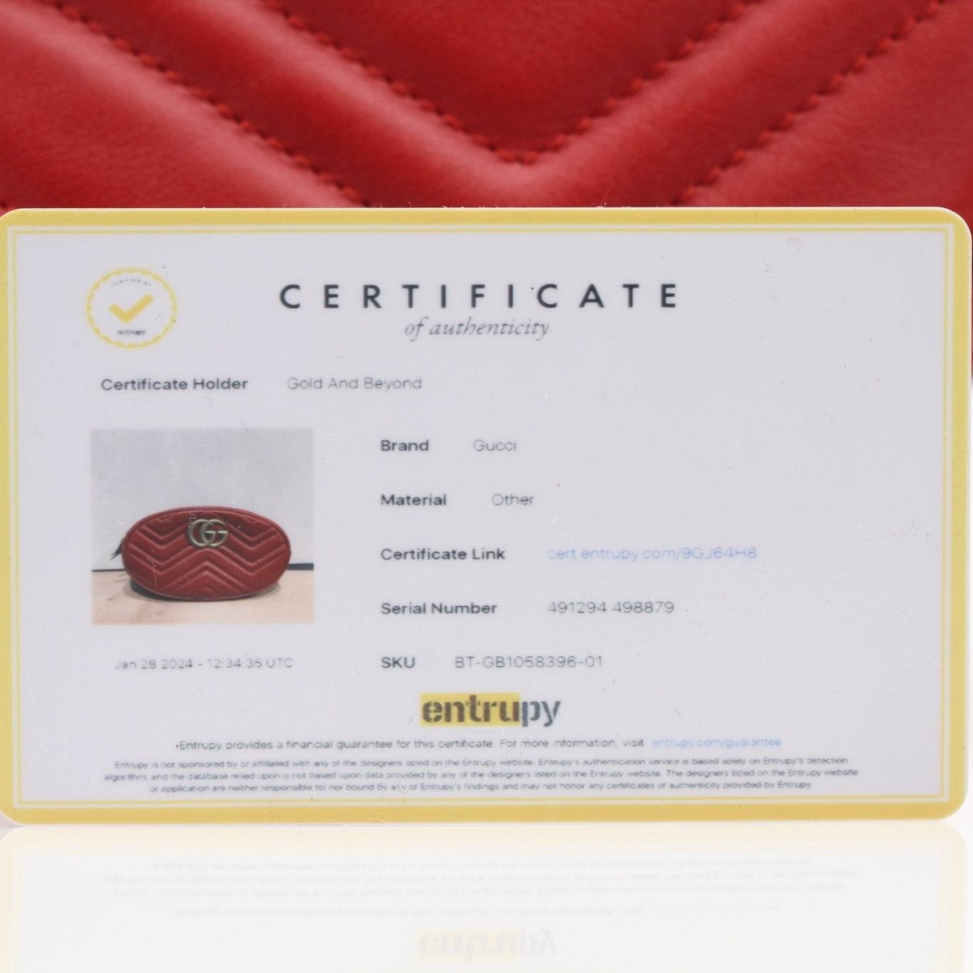 Gucci GG Marmont belt bag by Gold & Beyond, featuring quilted leather and gold hardware, shown on a neutral background.