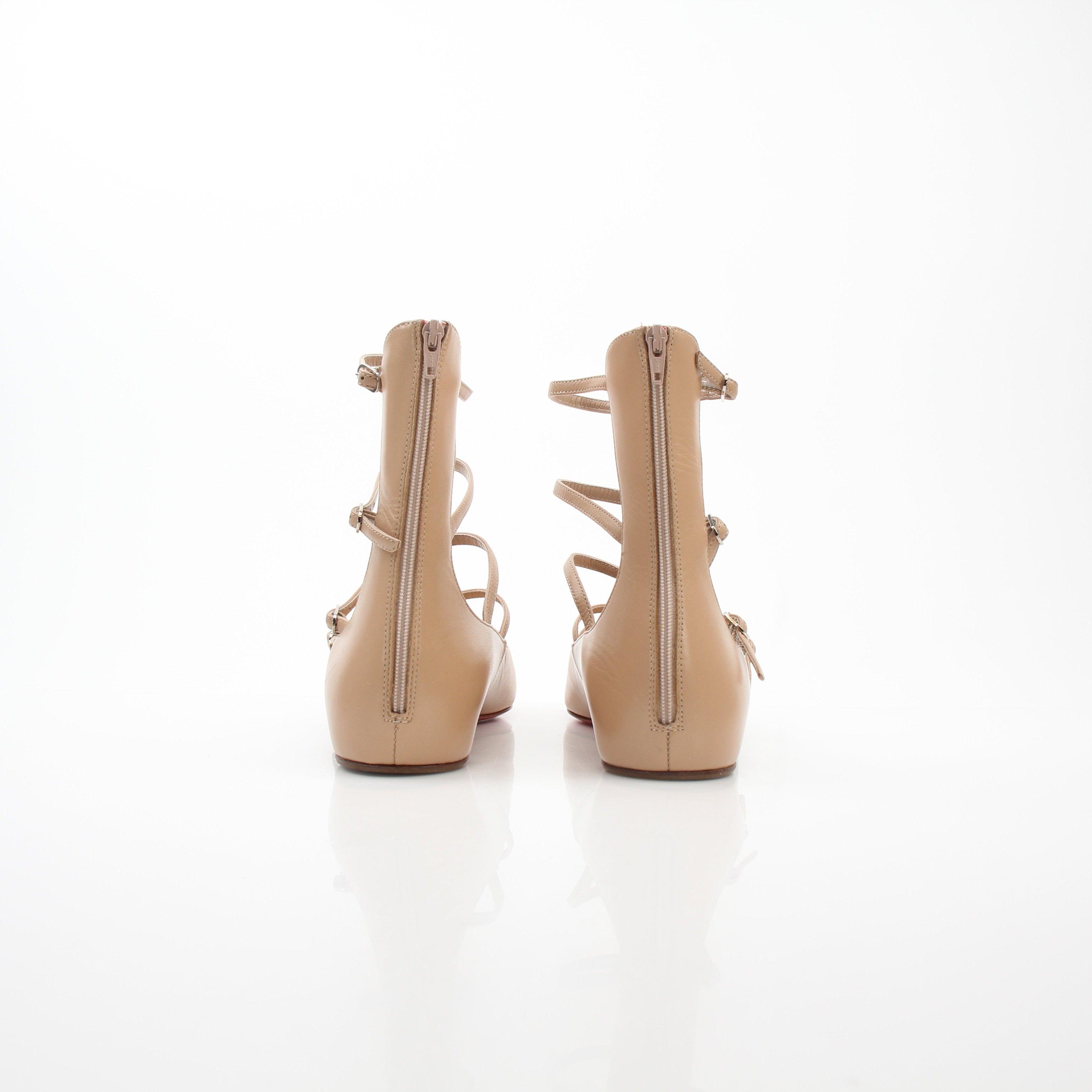 Christian Louboutin Toerless Muse Nude Leather Cage Ballet Flats