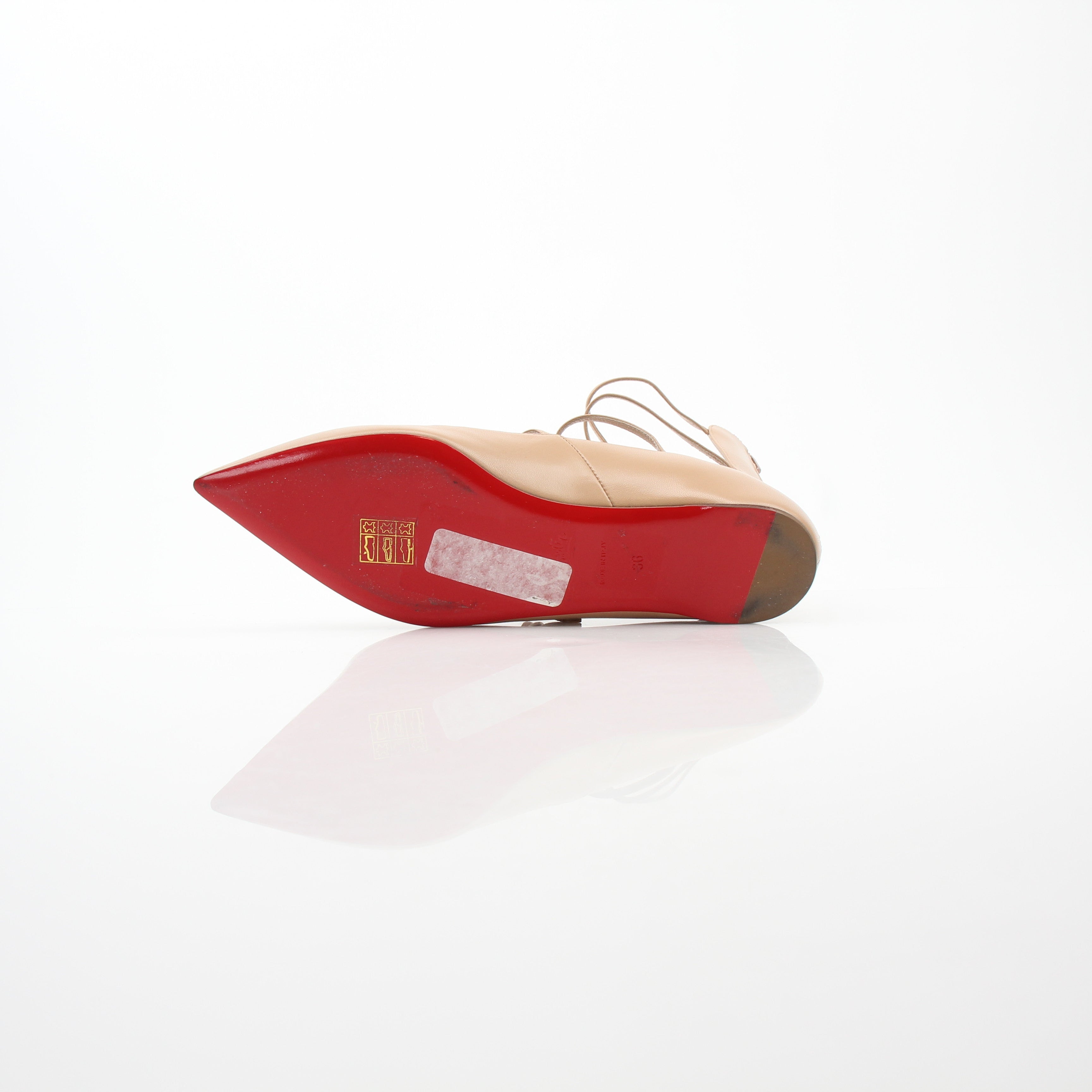 Christian Louboutin Toerless Muse Nude Leather Cage Ballet Flats