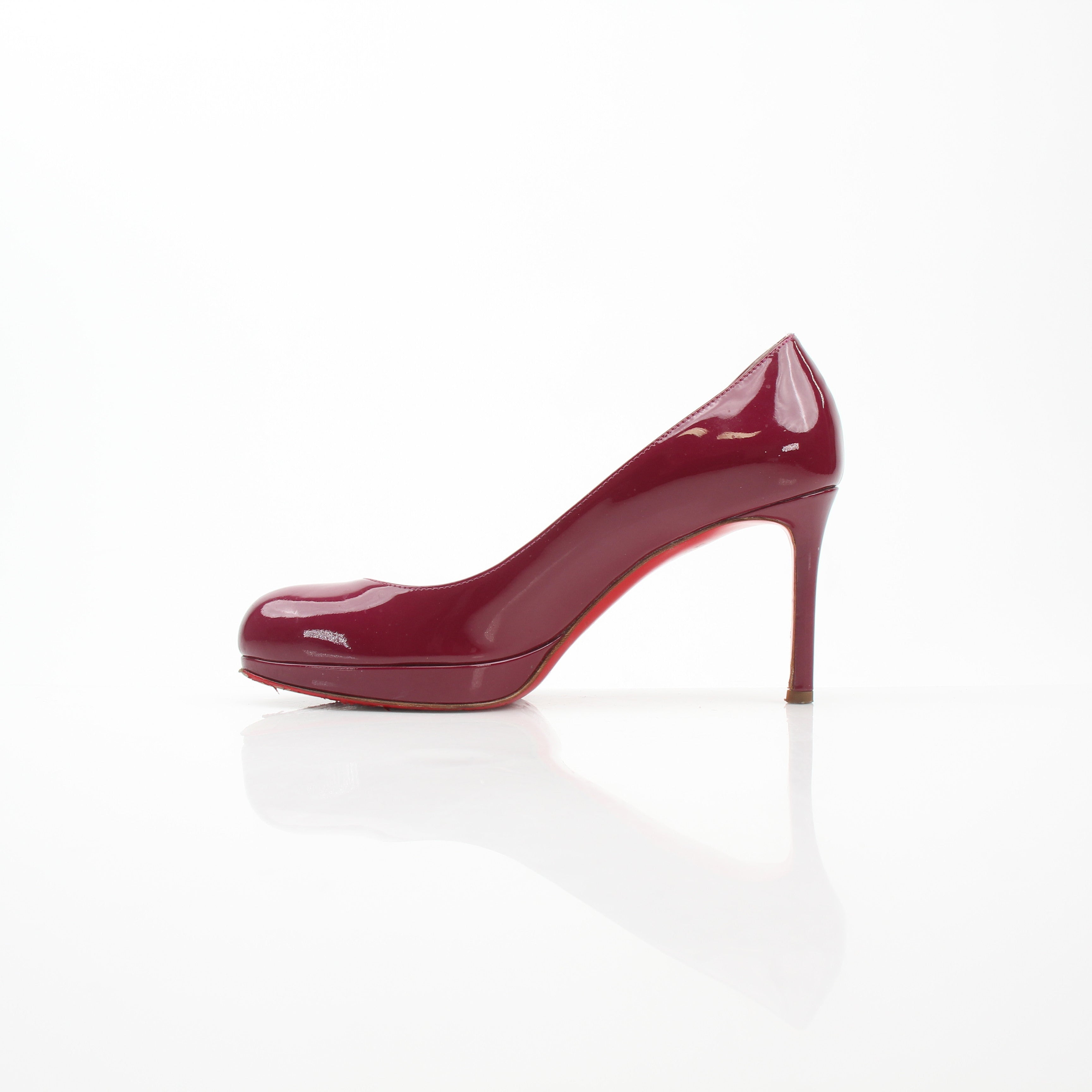 Christian Louboutin New Simple 80 Burgundy Patent Leather Pumps