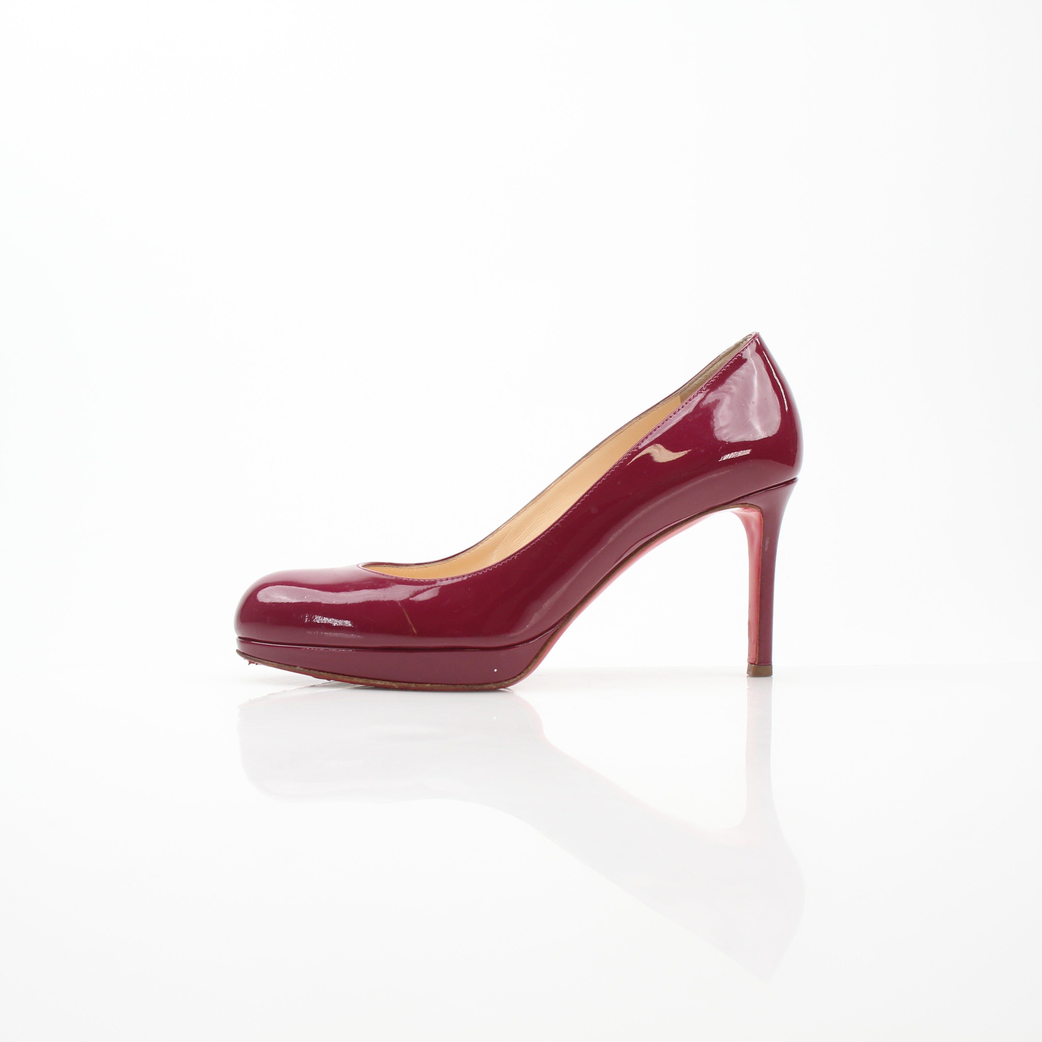 Christian Louboutin New Simple 80 Burgundy Patent Leather Pumps