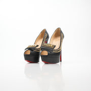 Christian Louboutin Lady Chichi 150 Black Leather Studded Platform Pumps