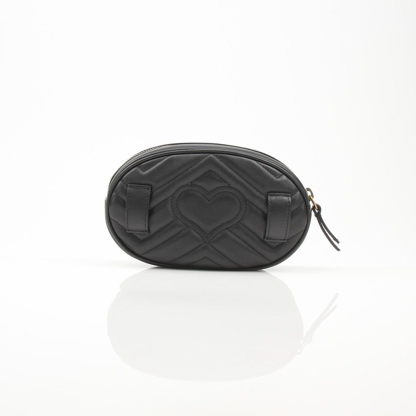 Gold & Beyond Gucci GG Marmont Matelassé belt bag, stylish handbag with quilted design and gold hardware, displayed on a white background.