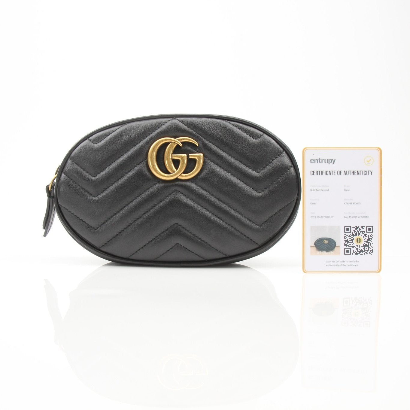 Gold & Beyond Gucci GG Marmont Matelassé belt bag handbag with quilted design and gold-tone hardware, stylish accessories for everyday use.