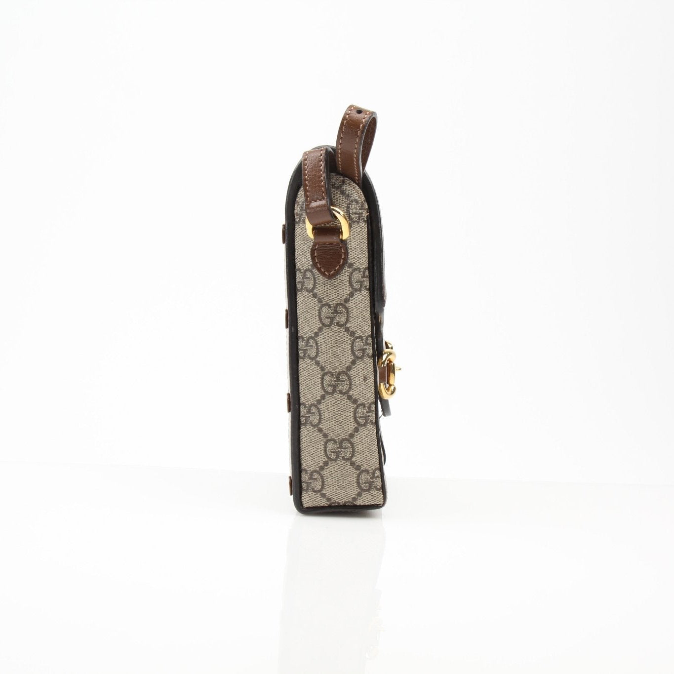 Gucci GG Supreme Horsebit Mini Crossbody Purse handbag with gold hardware and adjustable strap, featuring signature canvas pattern.