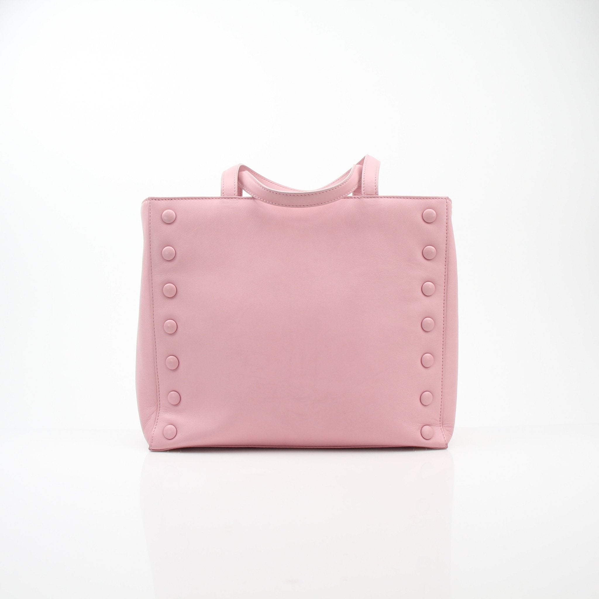 Celine Button Detail Pink Leather Square Tote Bag