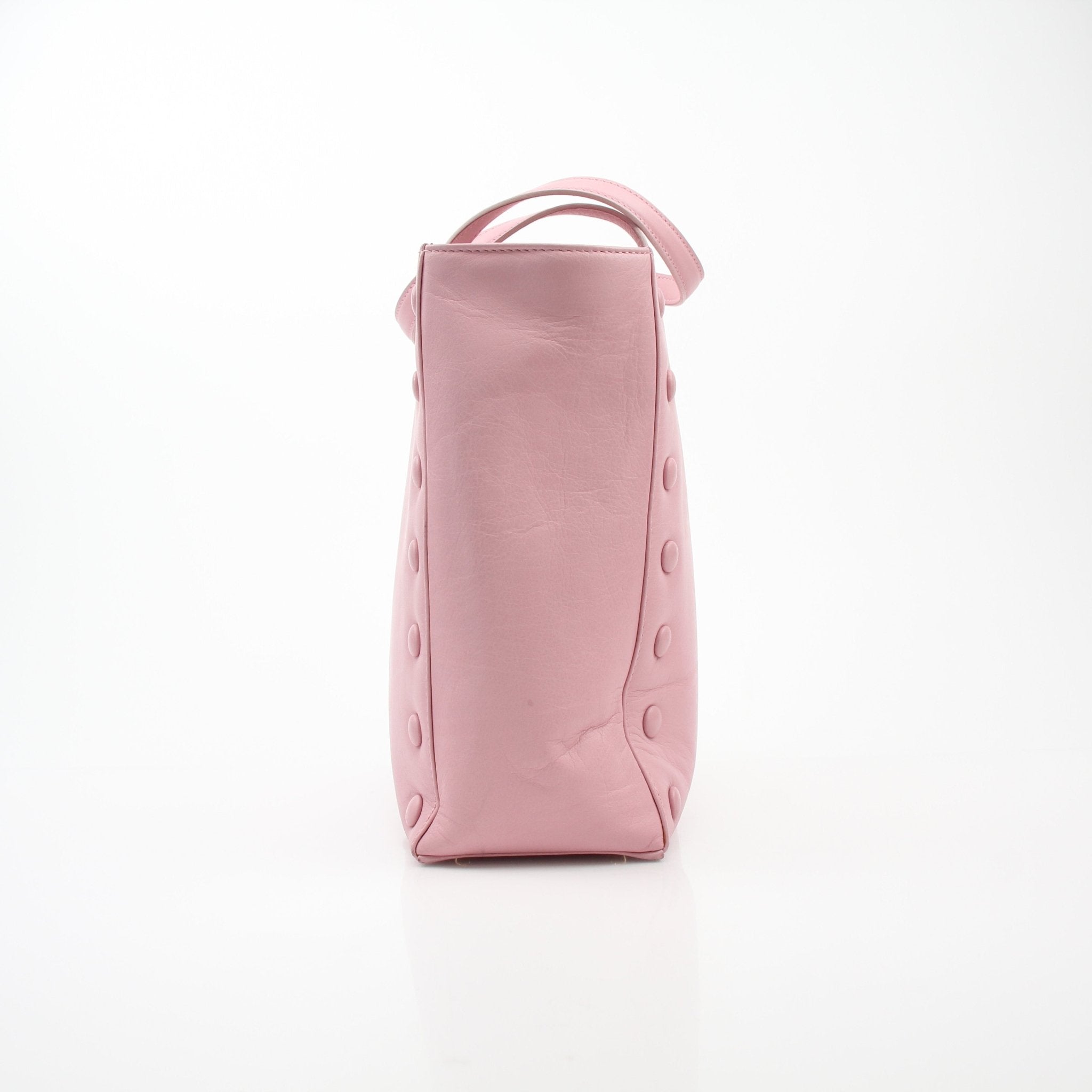 Celine Button Detail Pink Leather Square Tote Bag