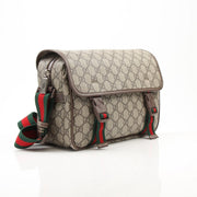 Gucci GG Supreme Messenger Bag handbag with gold-tone hardware and adjustable strap, featuring iconic monogram canvas.