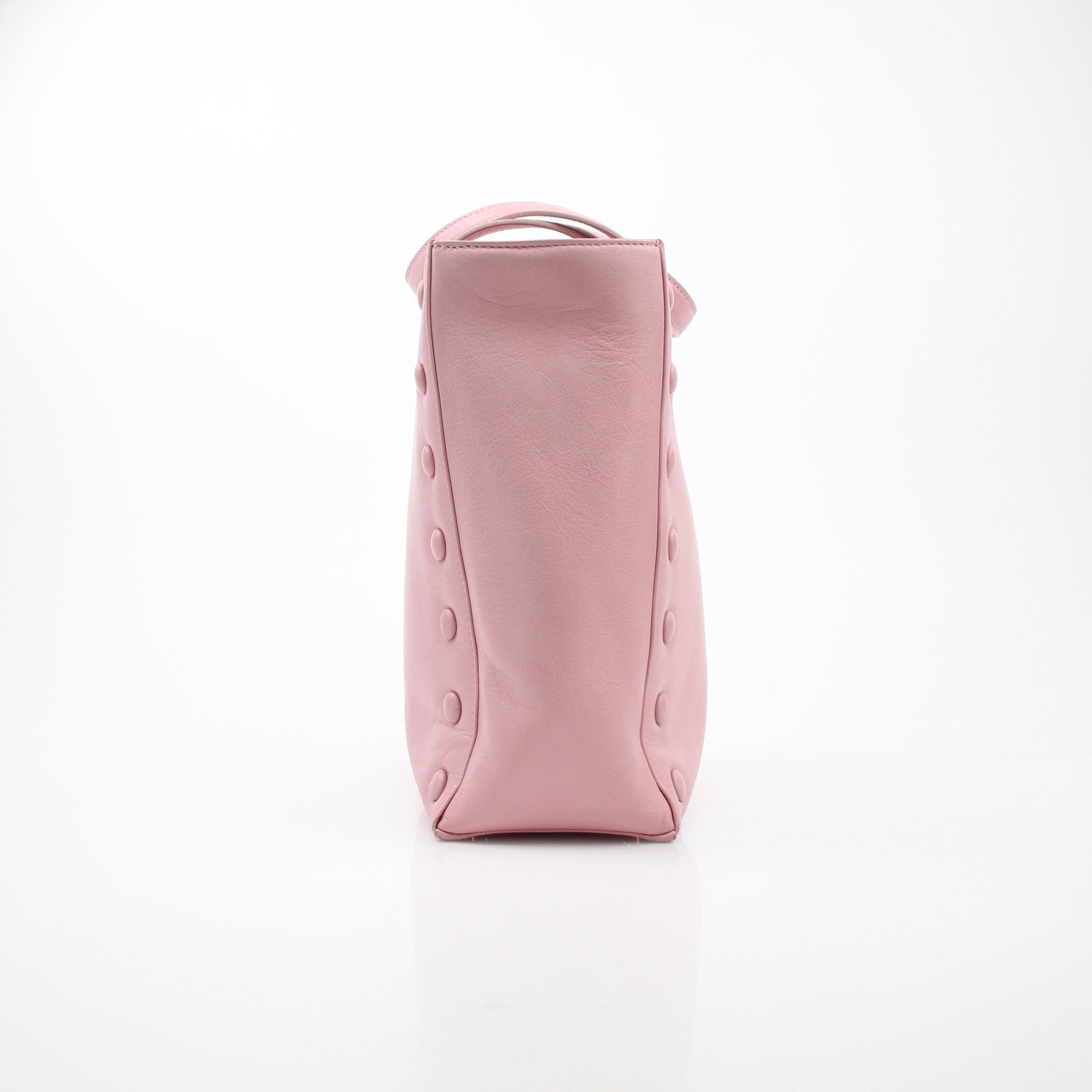 Celine Button Detail Pink Leather Square Tote Bag
