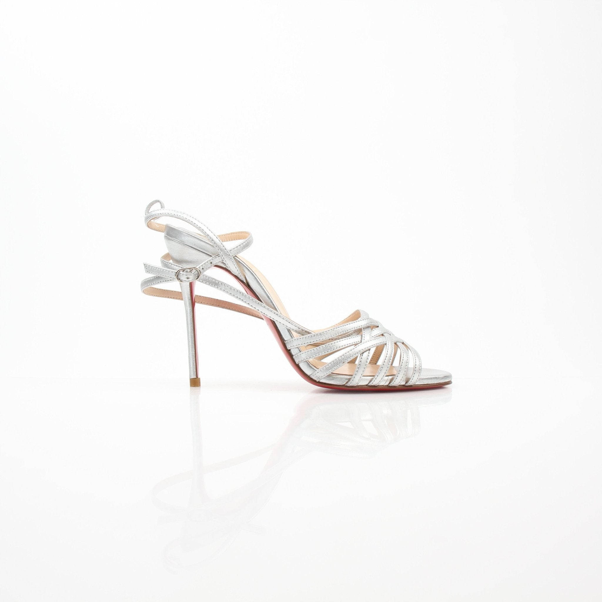 Christian Louboutin Mini Square Silver Strappy Sandals