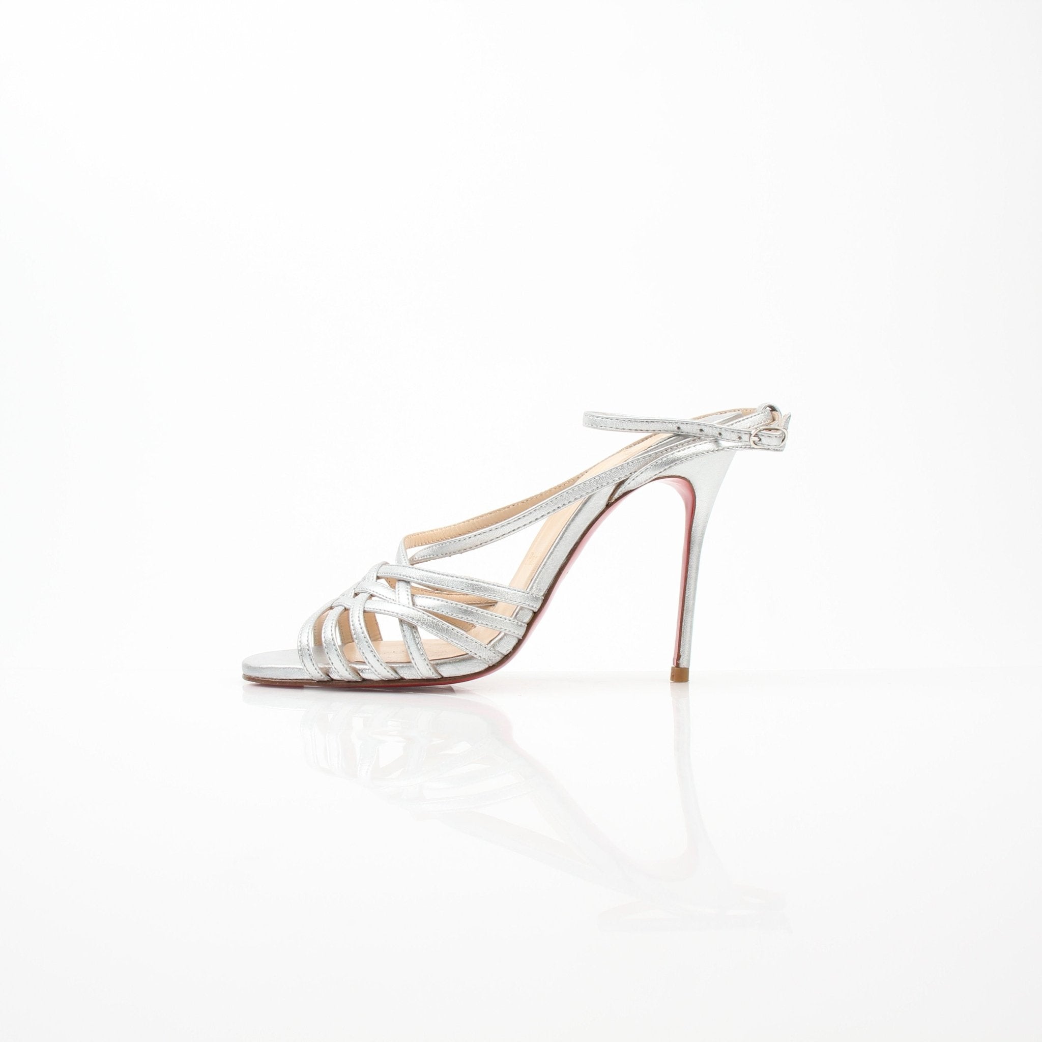 Christian Louboutin Mini Square Silver Strappy Sandals