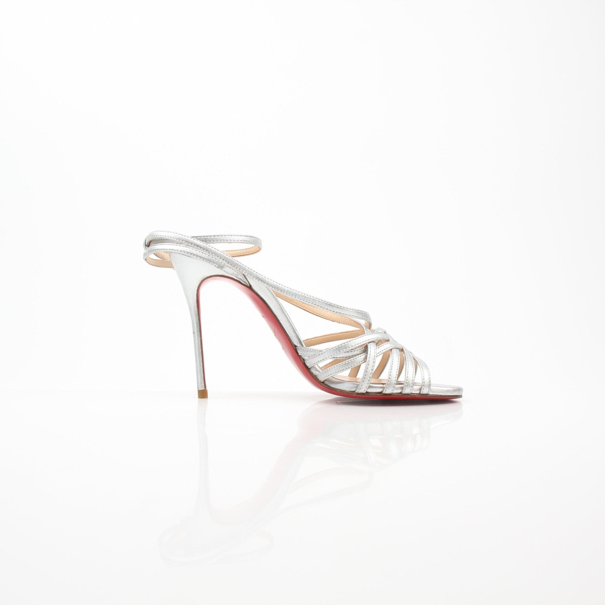 Christian Louboutin Mini Square Silver Strappy Sandals