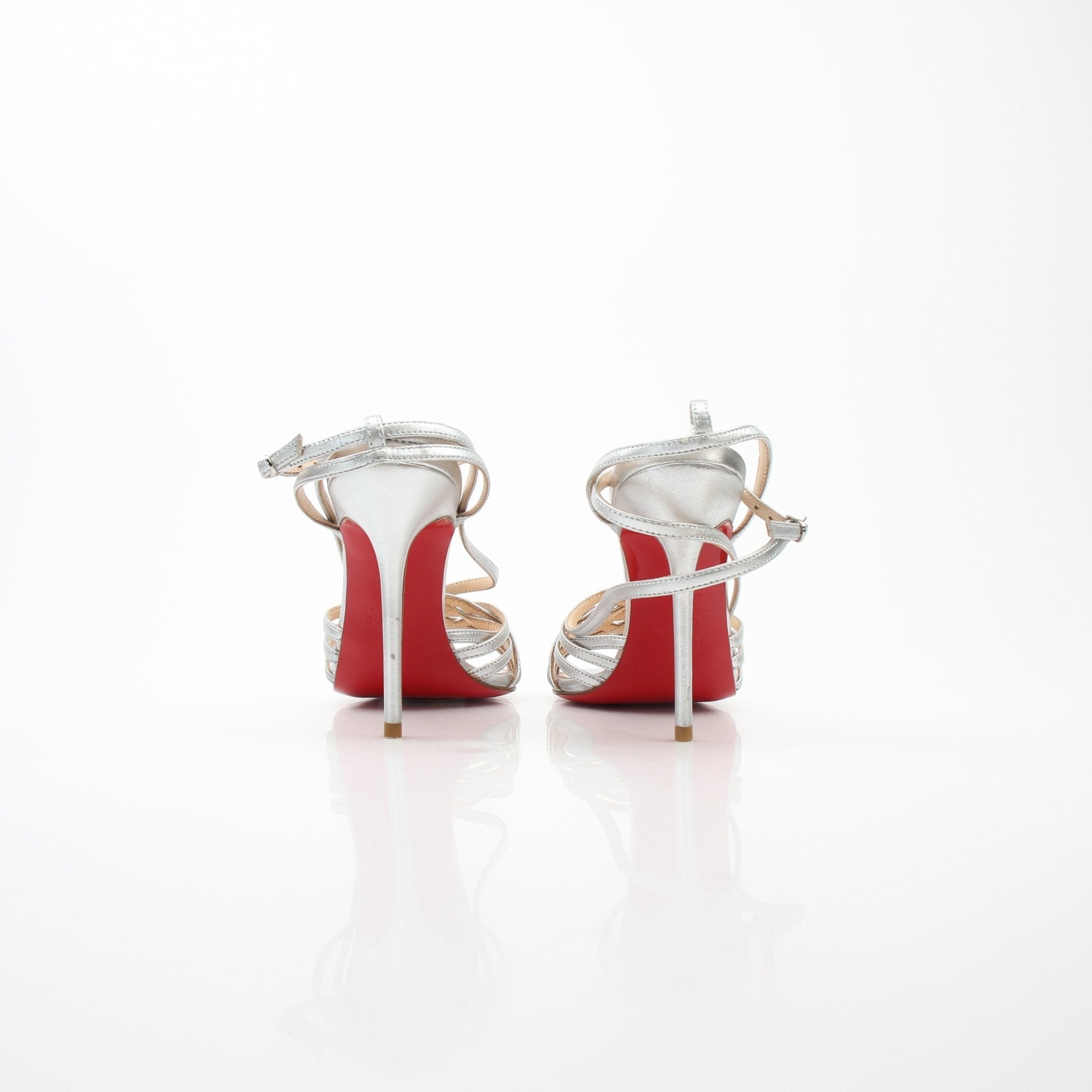 Christian Louboutin Mini Square Silver Strappy Sandals