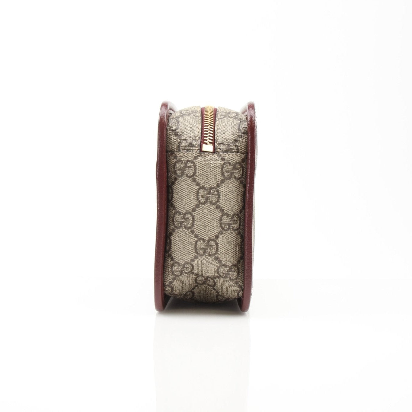 Gold & Beyond Gucci GG Supreme Dopp Kit pouch for travel bags, featuring signature monogram design and compact, stylish storage.